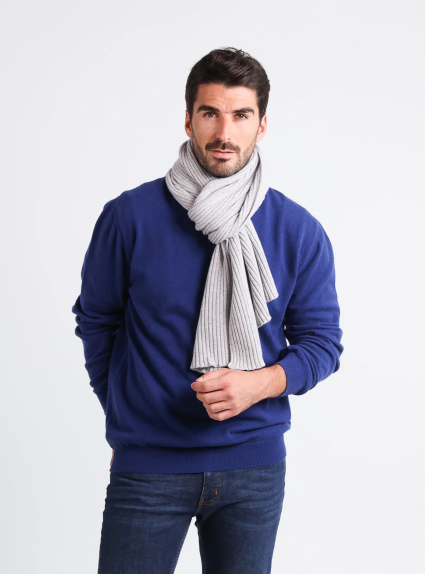Écharpe homme cachemire et laine gris