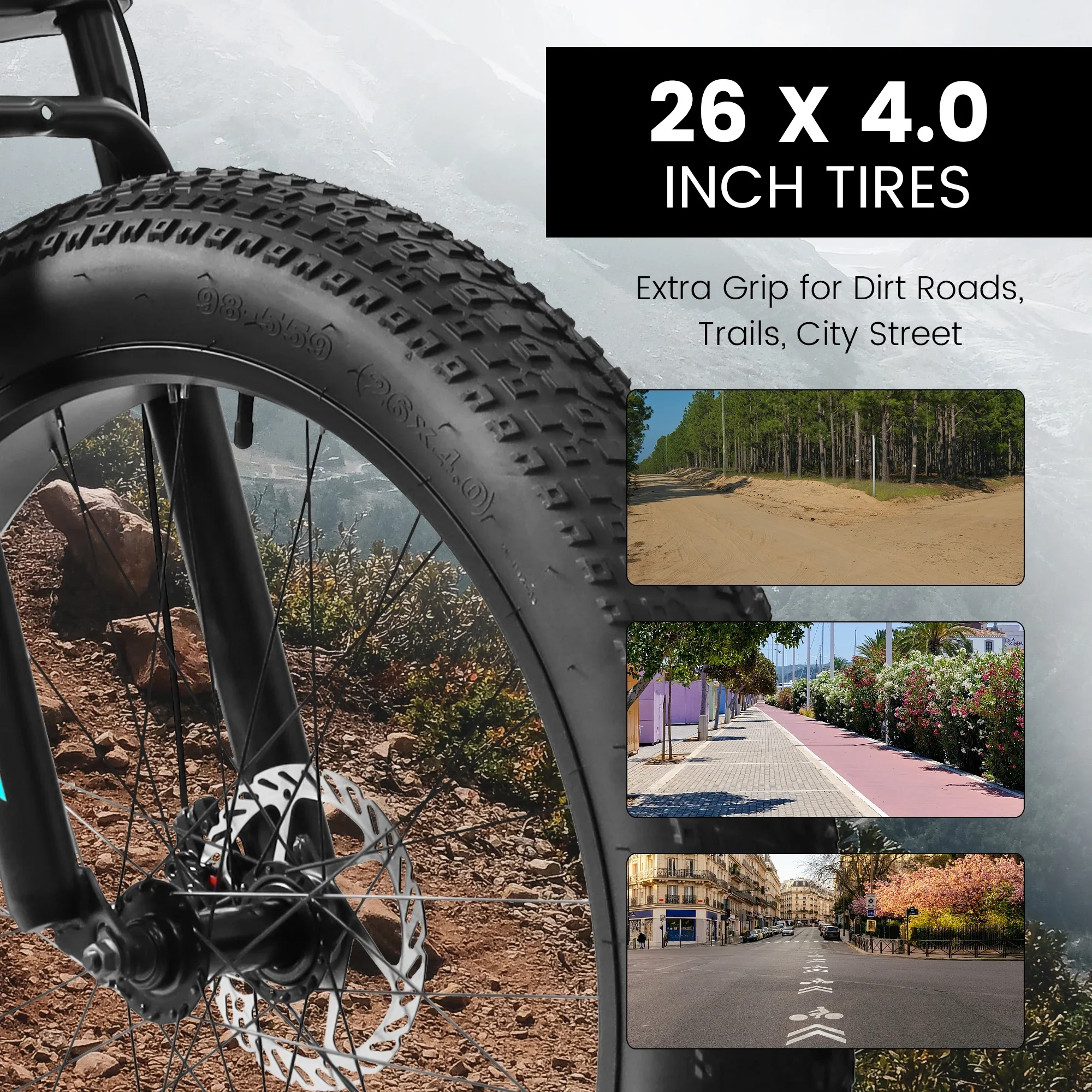Coowa A26309 26 Inch Full Suspension Mountain Bike for Men, 21-Speed Shimano Gears, 4-Inch Fat Tires, Steel Frame, Disc Brakes, Black, Designed for Snow and Trail Cycling