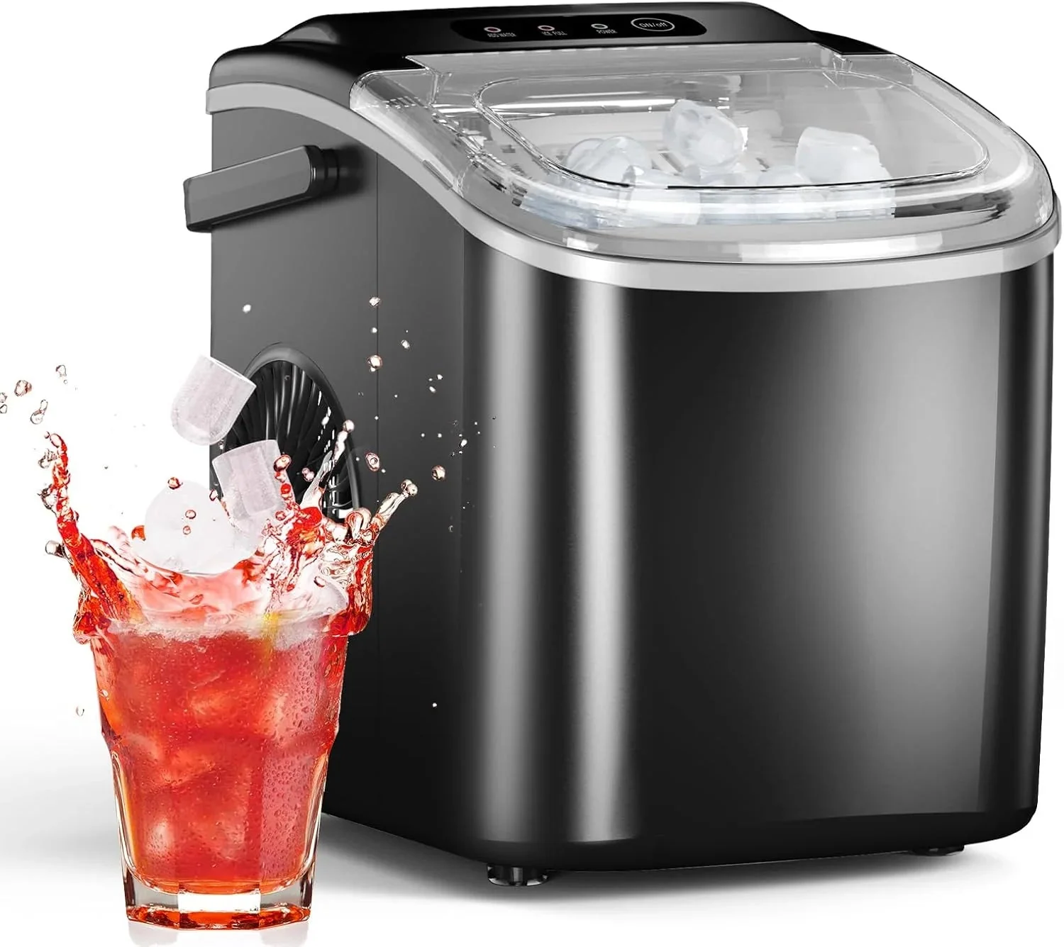 Ice Maker Countertop, Efficient Easy Carry Ice Machine, Self-cleaning Ice Maker with Ice Scoop & Basket, 9PCS/ 8MINS 26.6LBS Per Day for…