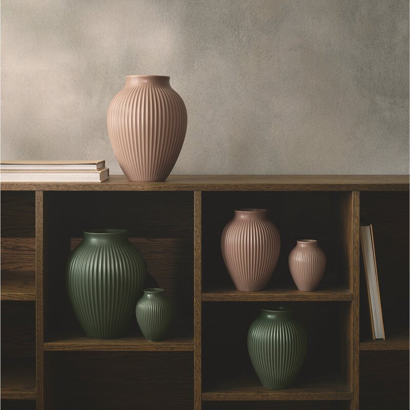 Ripple vase 27 cm matt dusty rose