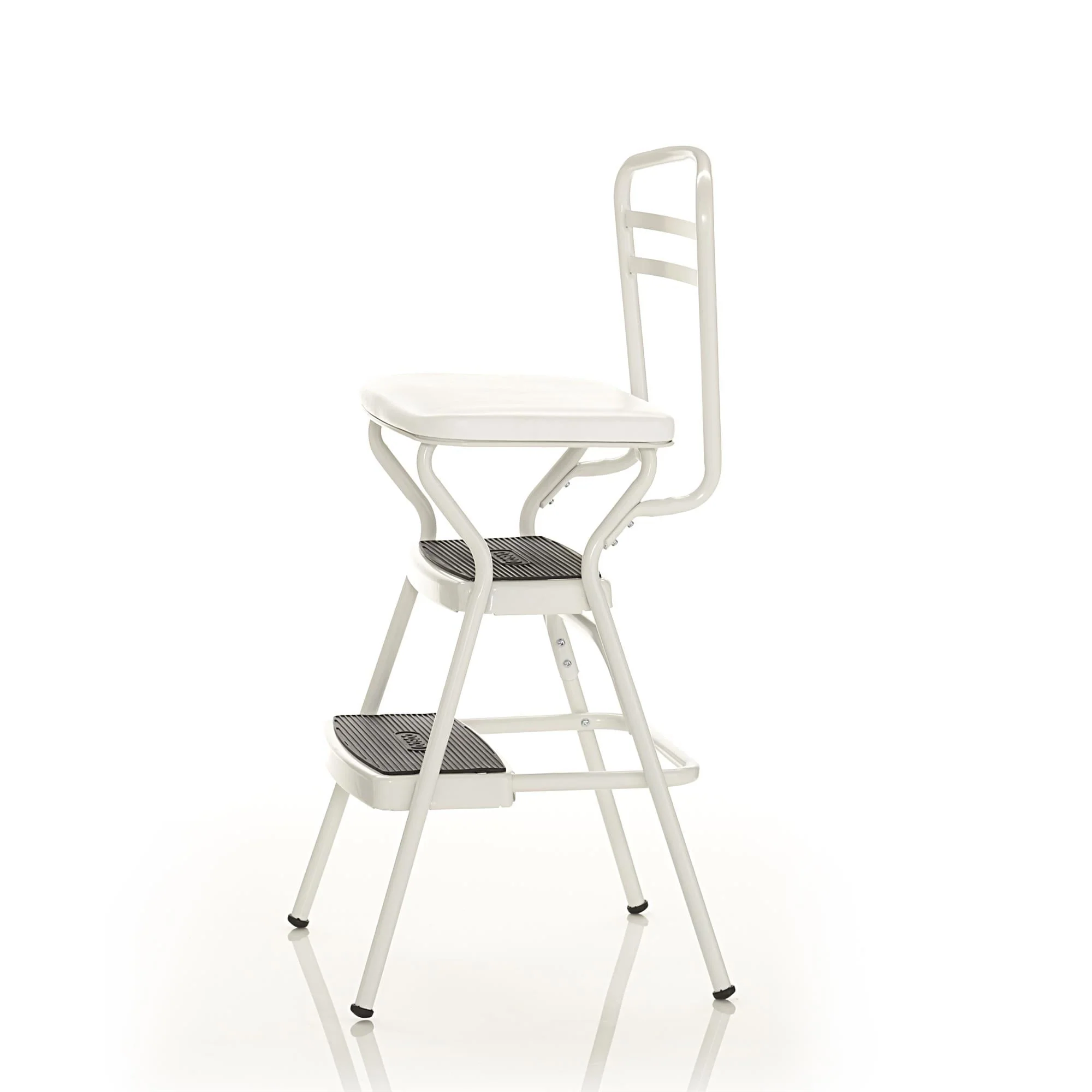 COSCO Stylaire Retro Chair + Step Stool with Flip - up Seat (White, One Pack)