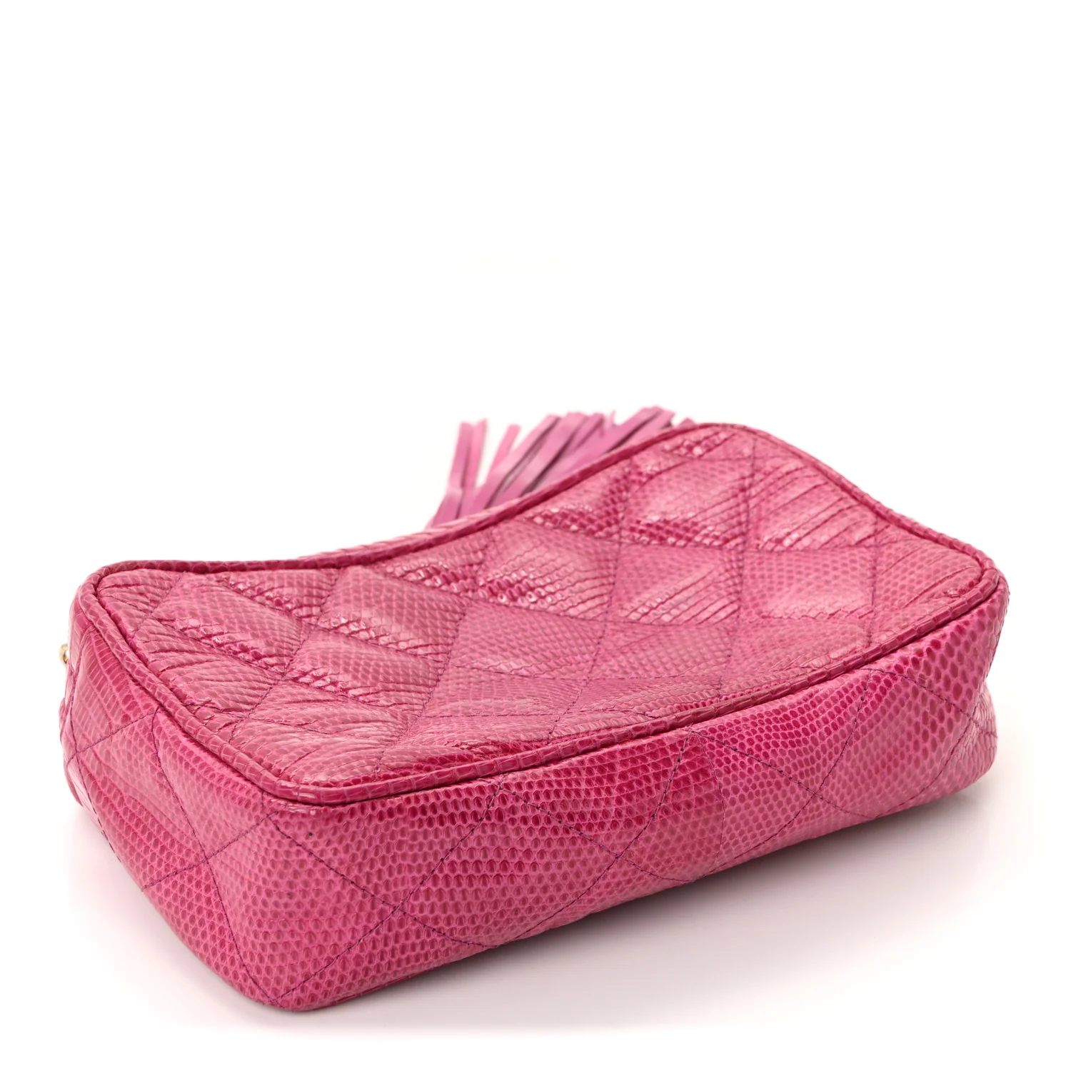 Lizard Quilted Tassel Clutch Pink