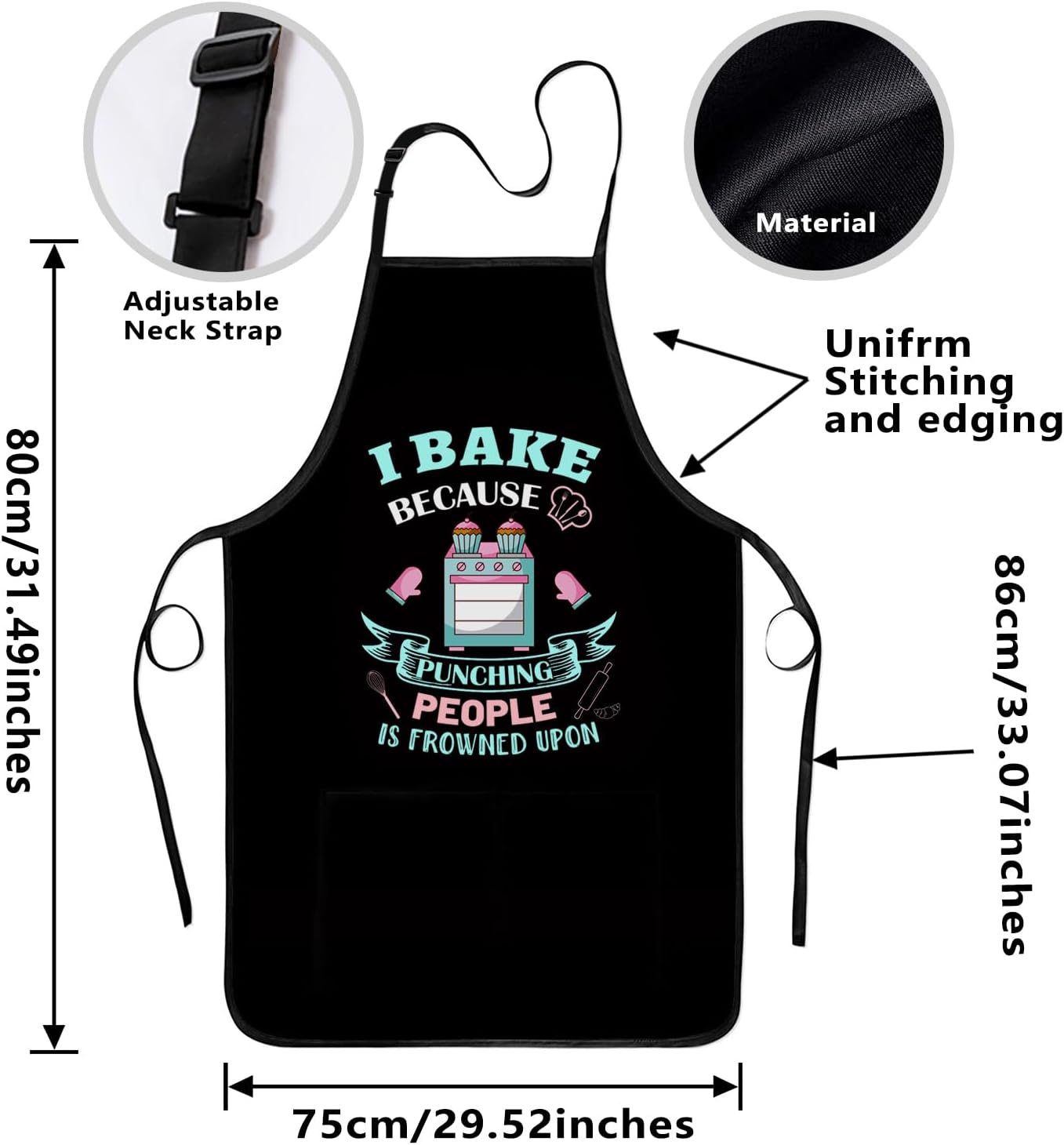 Funny Baking Apron for Women Men - Cute Cooking Aprons for Adults with 2 Pockets, Baking Supplies & Essentials for Home Bakers, Kitchen Apron Gifts for Mother's Father's Day Birthday Christmas