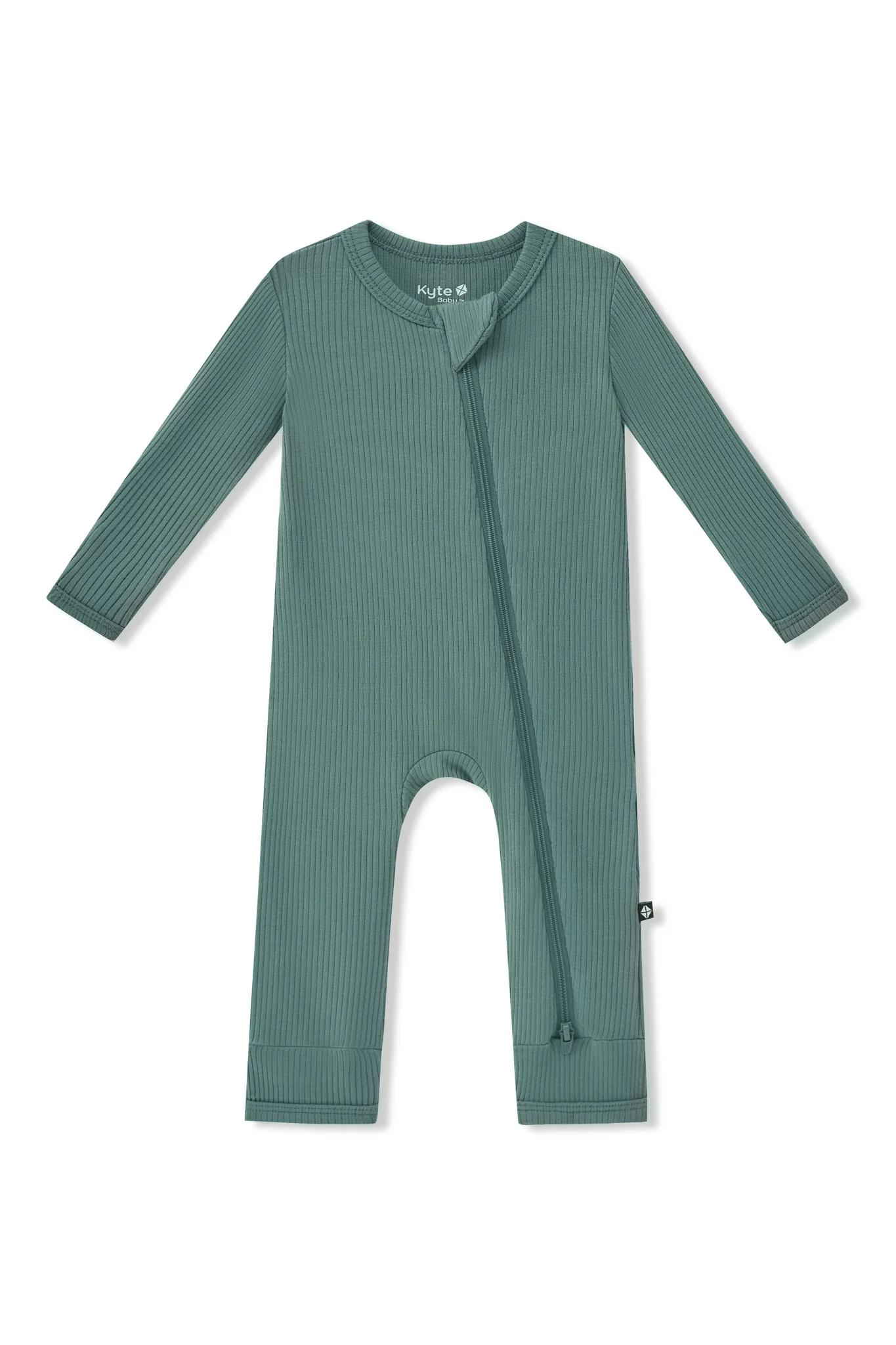 Ribbed Zipper Romper in Pine