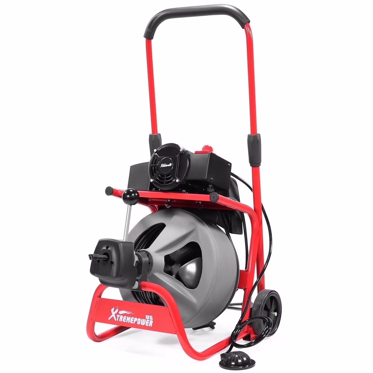 Auto Feed Drain Auger Snake Handheld, 25 Ft, 3/4"-2" Pipes, Red/Black(3/4" 2" Pipes) - Image 3