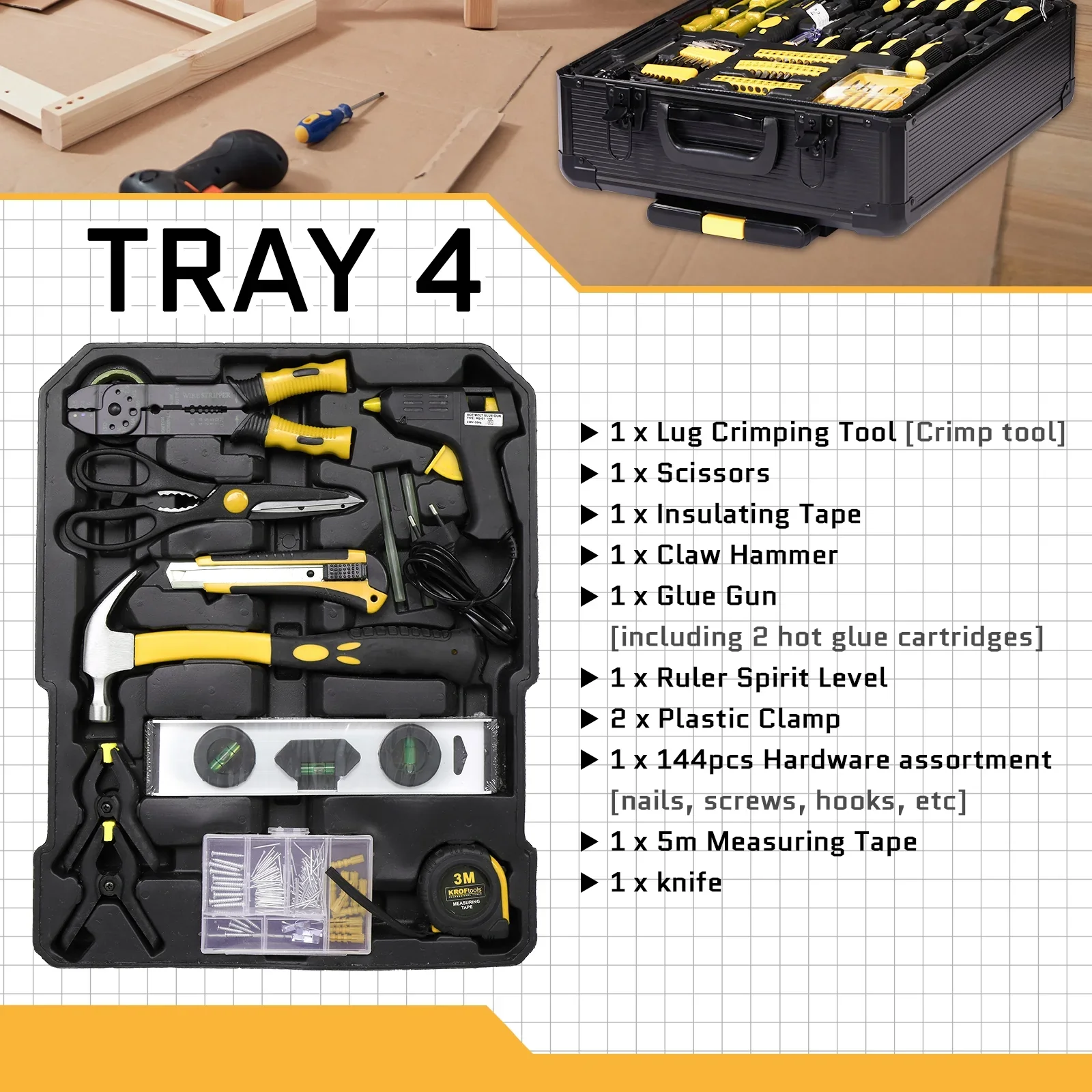 UBesGoo 799 Pcs Tool Set, Household Repair Hand Tool Kit, Mechanics Tool Kit, with Trolley Case, Silver