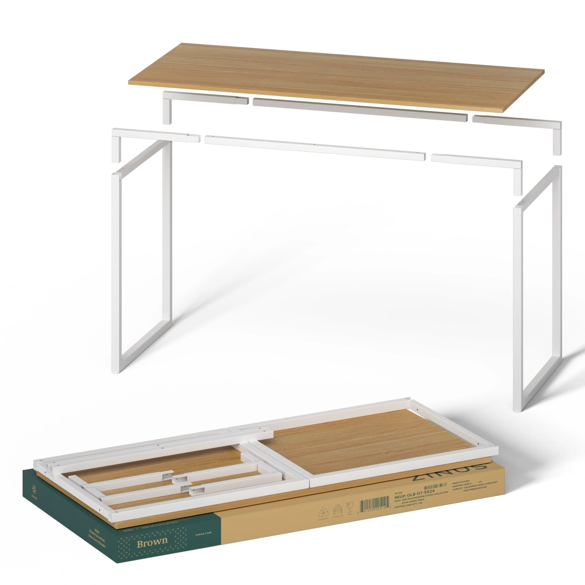 Jennifer 55" White Frame Desk, Natural(White 47) - Image 9