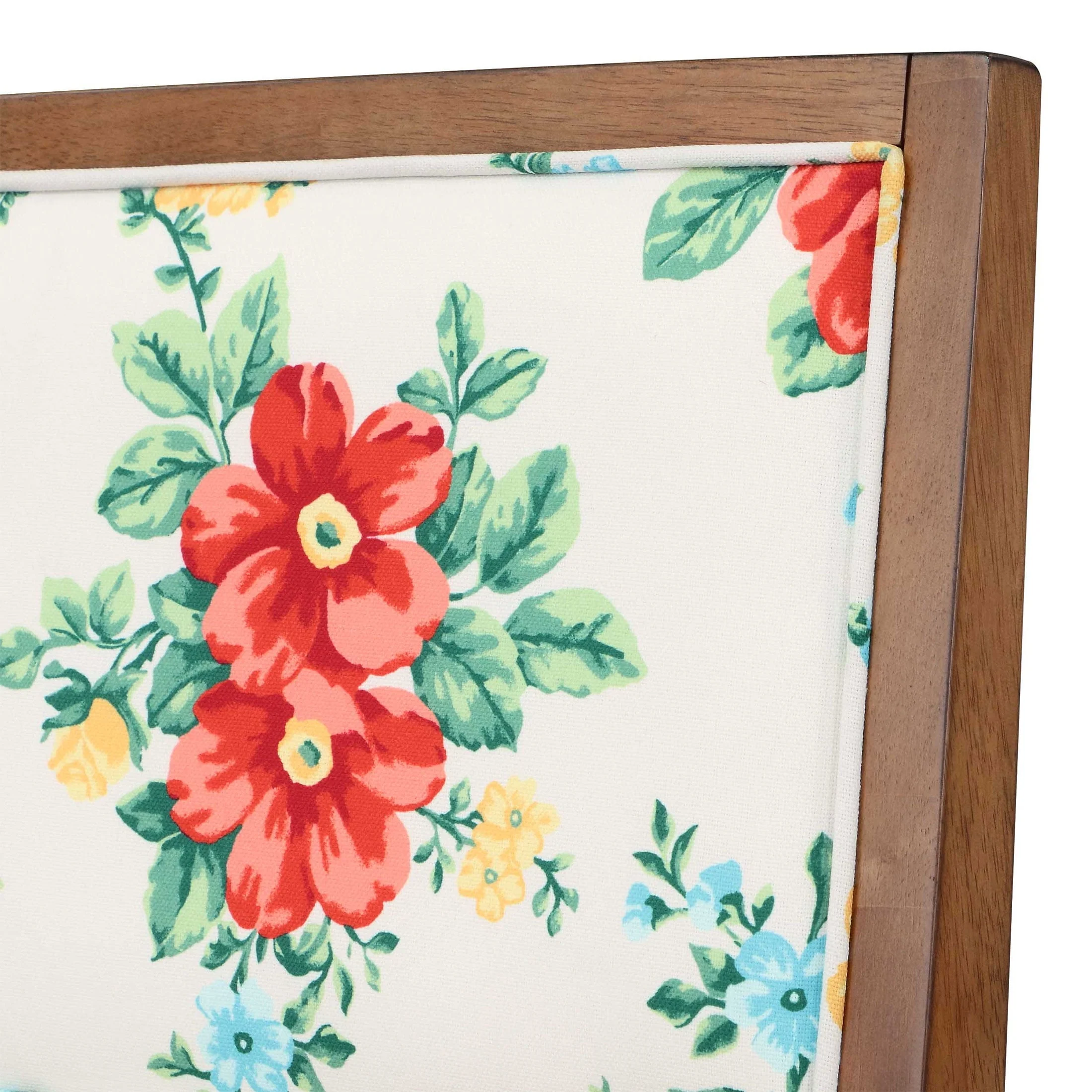 Vintage Floral Bar Stools Made With Solid Wood Frame, Set of 2 - Image 6