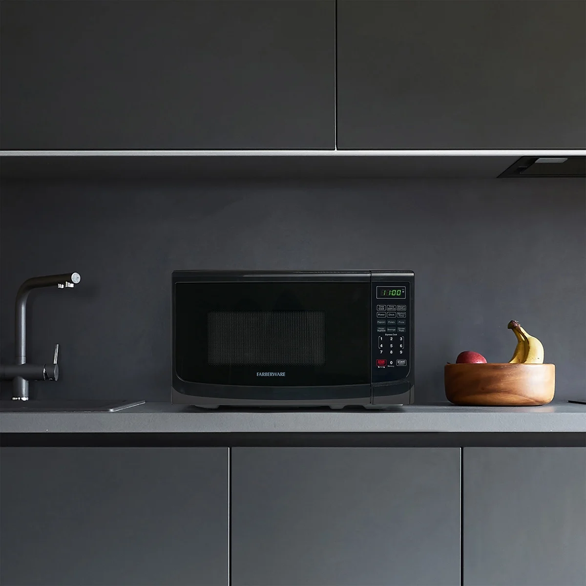 Countertop Microwave Oven with LED Lighting Child Lock, 0.7 Cu Ft Black(Black) - Image 8