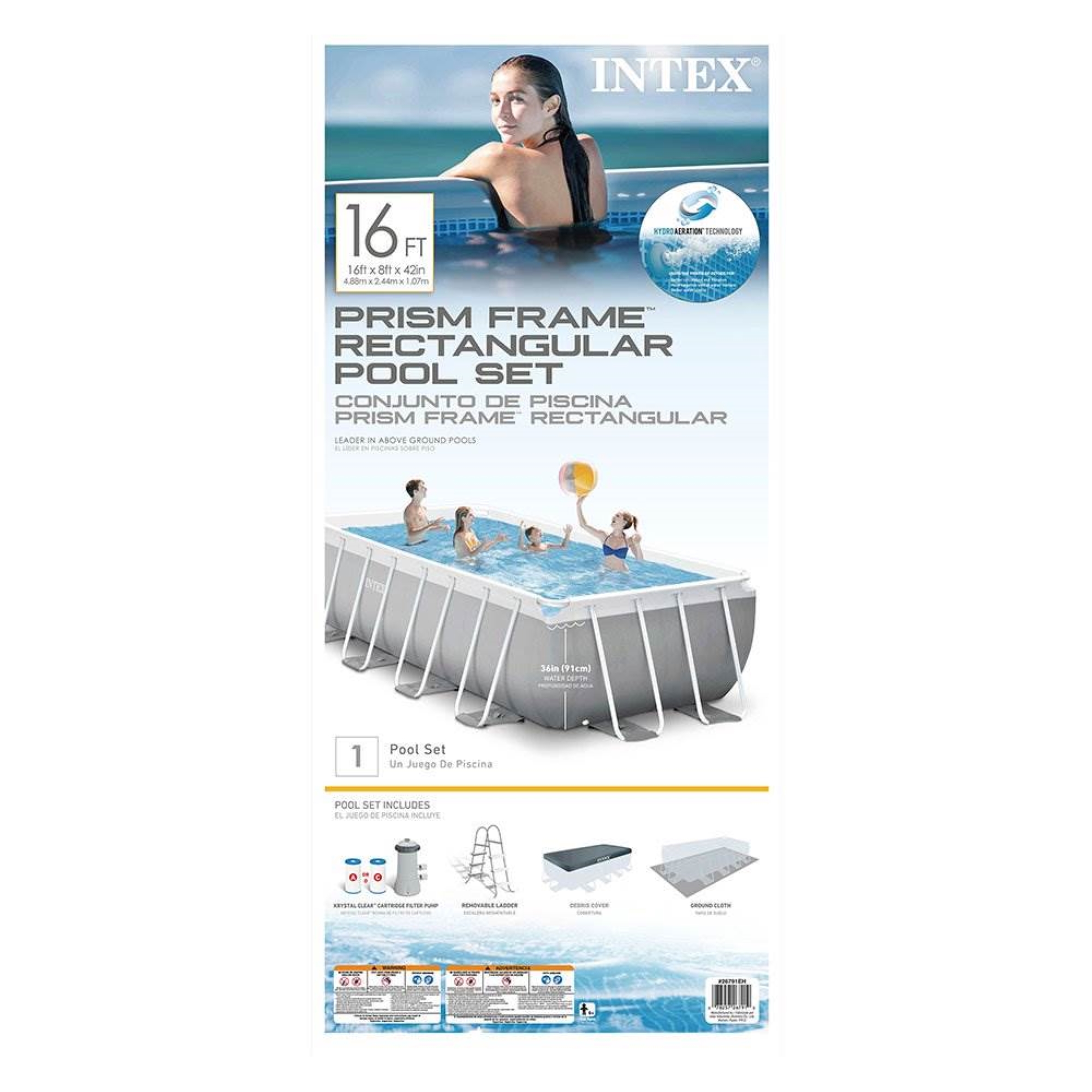 16' x 42" Frame Rectangular Above Ground Swimming Pool Set w/ Canopy - Image 6