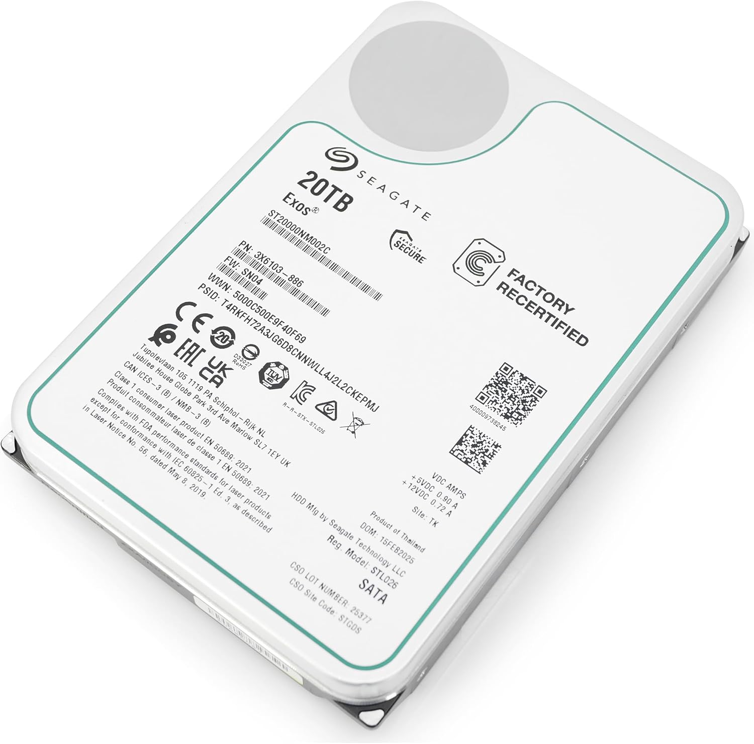 Seagate Exos 20TB 7.2K RPM SATA 6Gb/s 3.5in Enterprise HDD ST20000NM002C (Renewed)