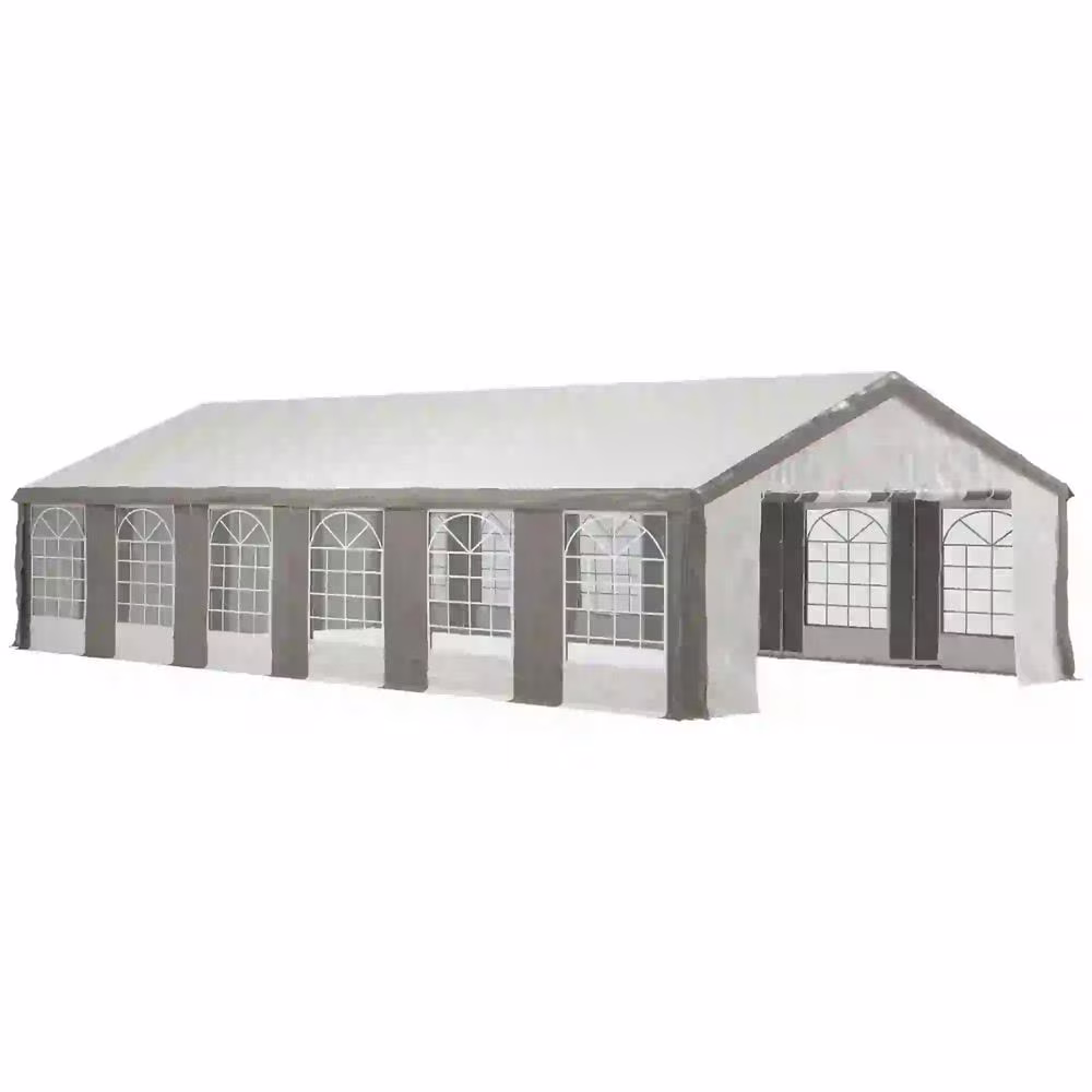 GVN Backyard Garden Canopy, Camping Canopy Screen Tent,20' x 40' Large Wedding Tent, Outdoor Carport Garage Party Tent with Sidewall, Gray