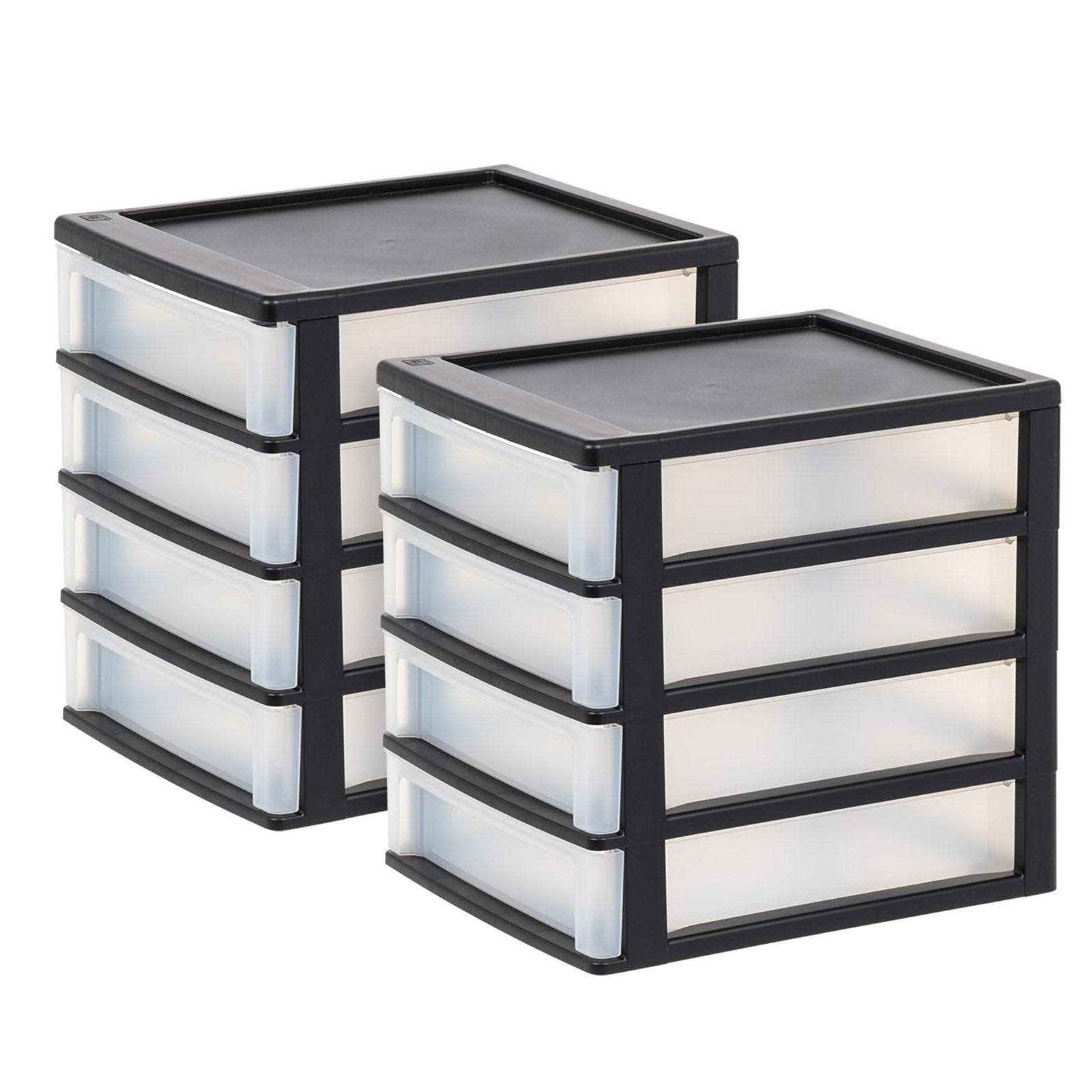 Iris USA 4-Drawer Desktop Storage Unit, 2 Pack, White