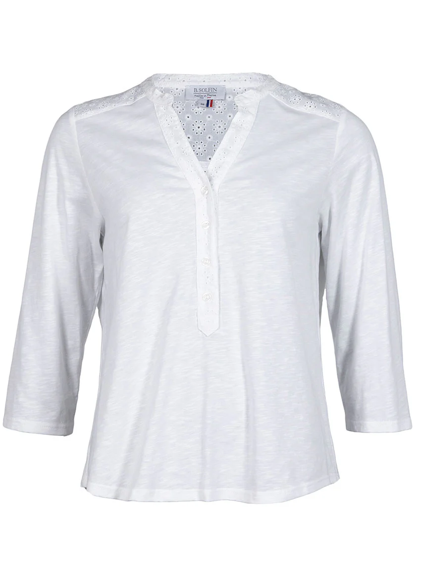 Blouse  femme en maille de coton blanc