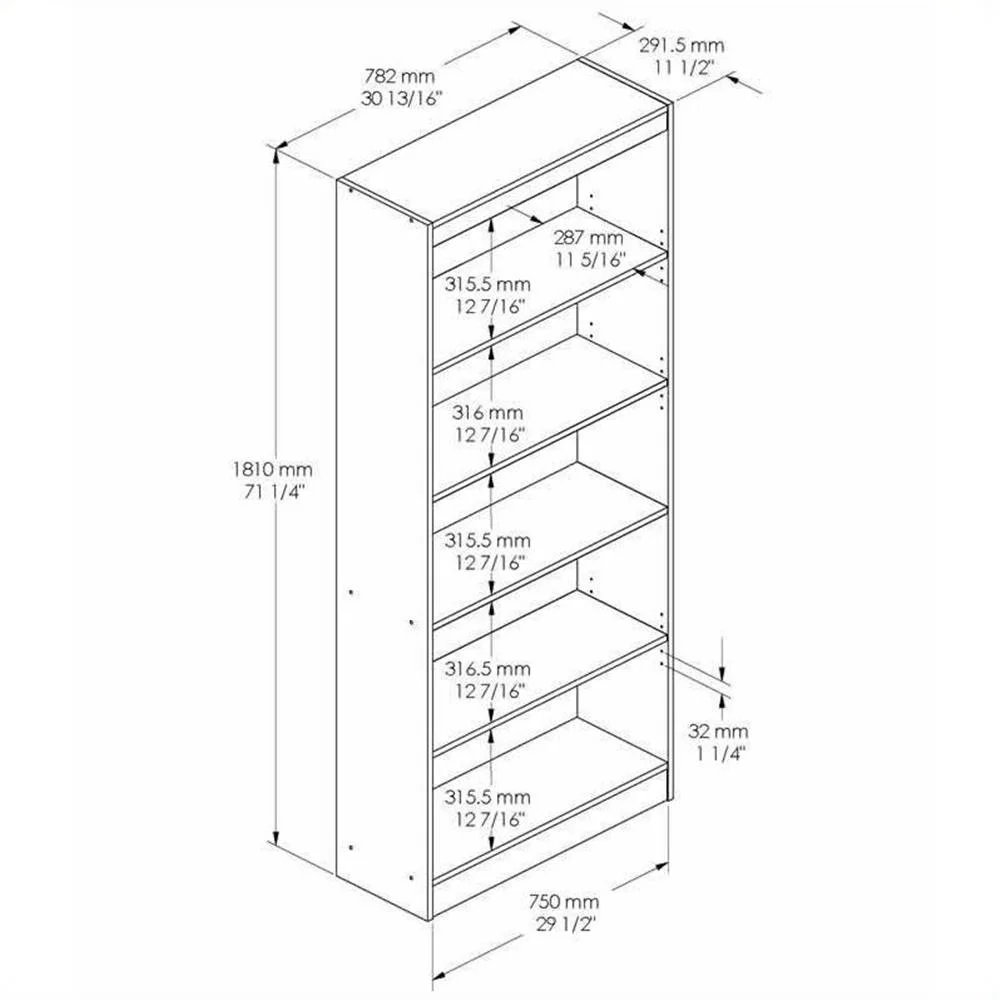 5-Shelf Transitional Wood Bookcase in Morgan Cherry(Morgan Cherry) - Image 6