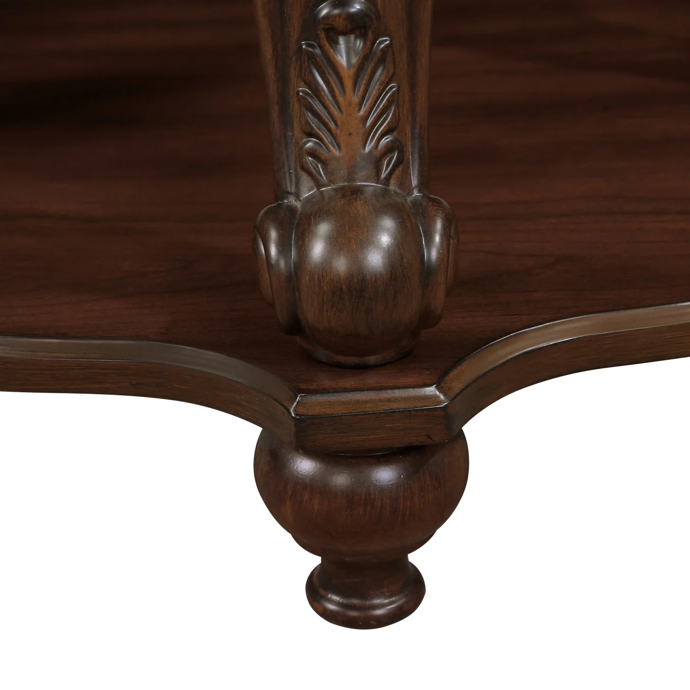 42" Oval Coffee Table with Storage Shelf, 2-Tier Solid Wood Cocktail Tea Table, Traditional Retro Center Table for Living Room, Bearing 400LBS, Cherry(Cherry) - Image 7