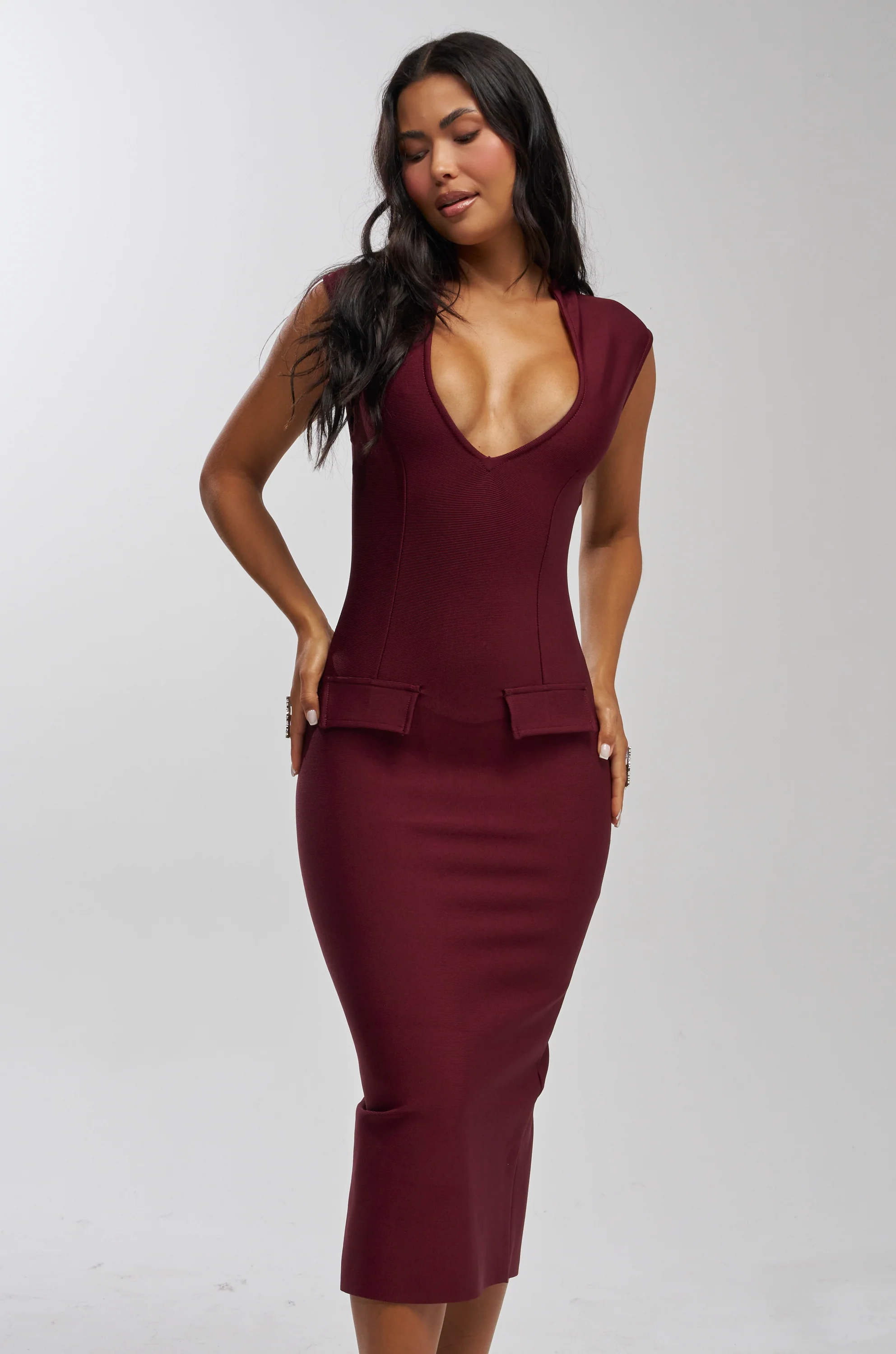 KISS & TELL BANDAGE MIDI DRESS - Akira Store