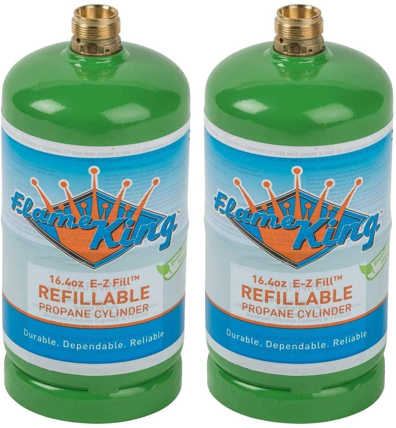 Flame King Refillable 1lb Empty Propane Cylinder Tank - Reusable - Safe and Legal Refill Option - Dot Compliant-16.4 oz 2-Pack. Green Ysn164-2-Instock