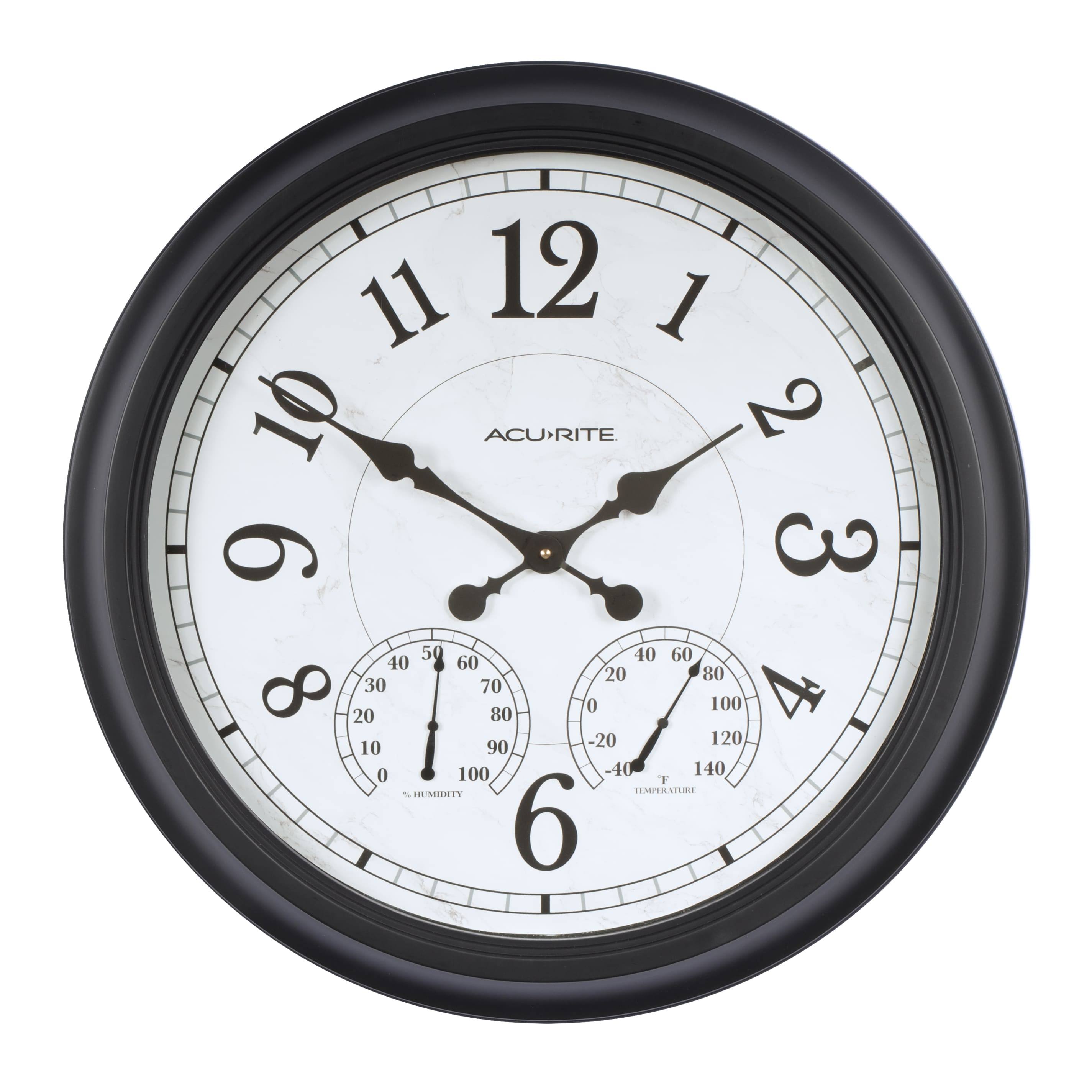 Acurite Analog Wireless Indoor or Outdoor Black, White Thermometer with Clock | 76096L