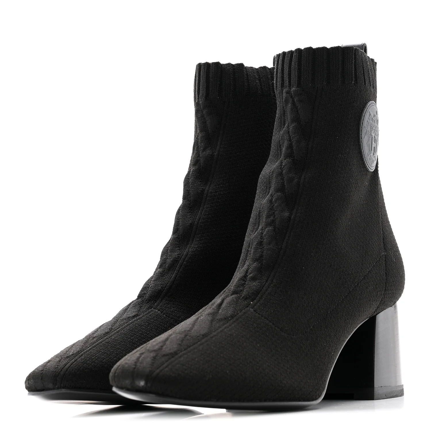 Knit Calfskin Volver 60 Ankle Boots 37 Black