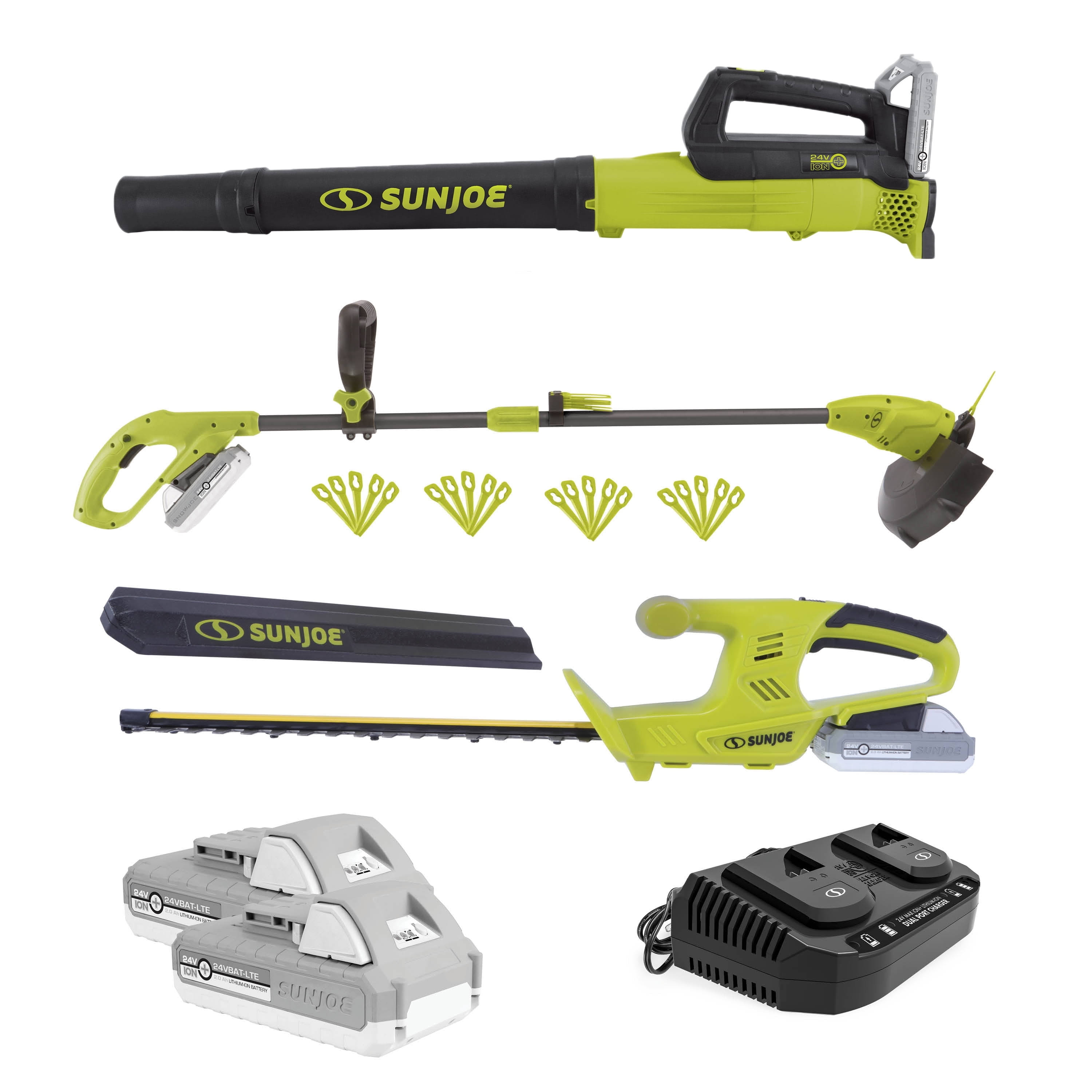 Sun Joe 24V-GT3MAX-LTE 3-Tool Garden Combo Kit - 24V Hedger, Trimmer and Leaf Blower