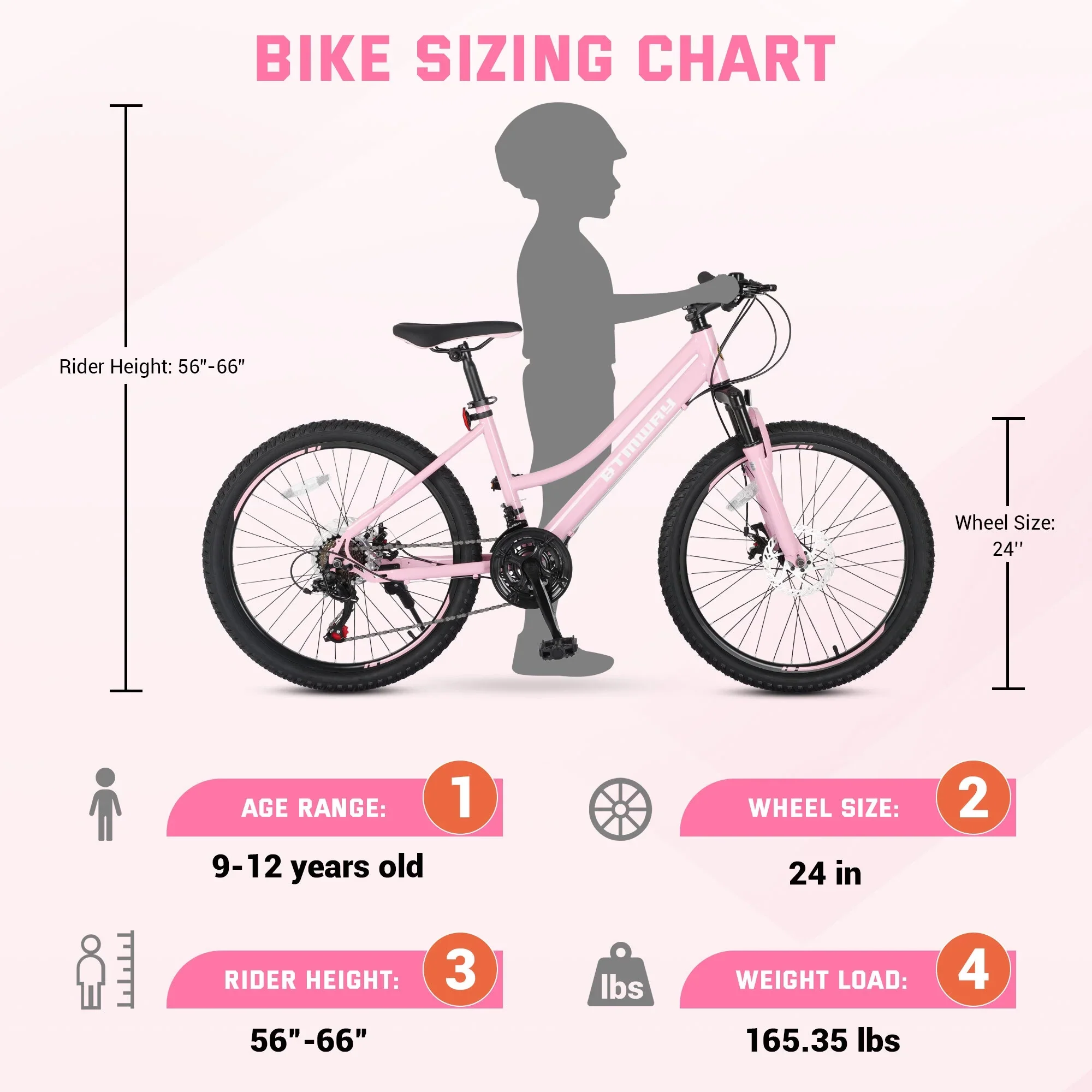 SHINPT 24 Mountain Bike for Teenagers and Adult, Mountain Bicycles with Dual Disc Brakes, Shimano 21 Speeds Bicycles for Men Women, Adult Bicycle with Comfort Saddle, Commuter Bike