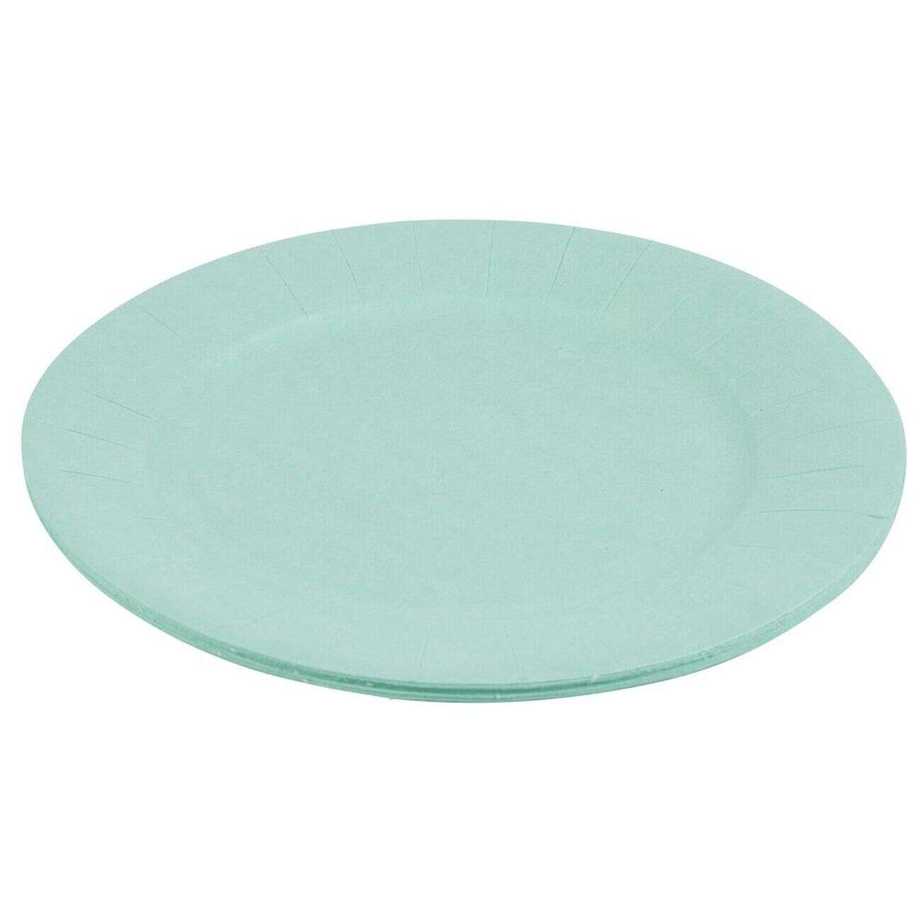 Lot de 10 assiettes en carton vert d'eau Ø18 cm