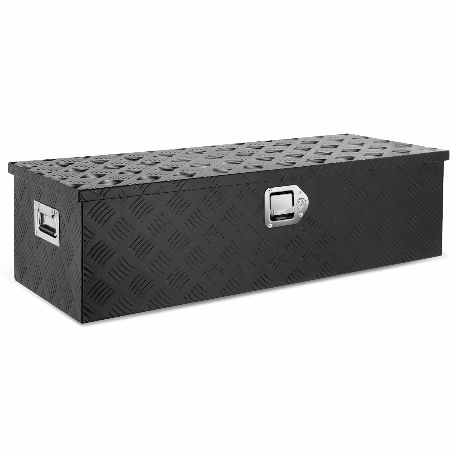 DNA Motoring 39x13.4x10 Aluminum Tool Box Pickup Truck Bed RV Trailer Storage w/Lock & Key Black