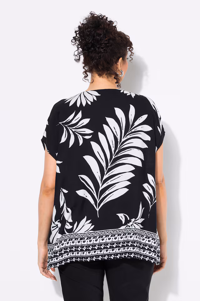 Striped Hem Floral Blouse