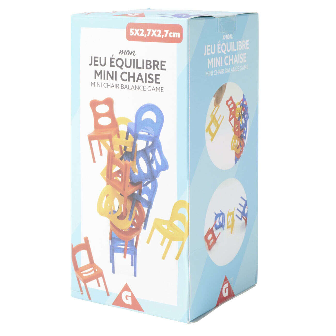 Jeu équilibre des mini chaises en plastique à empiler