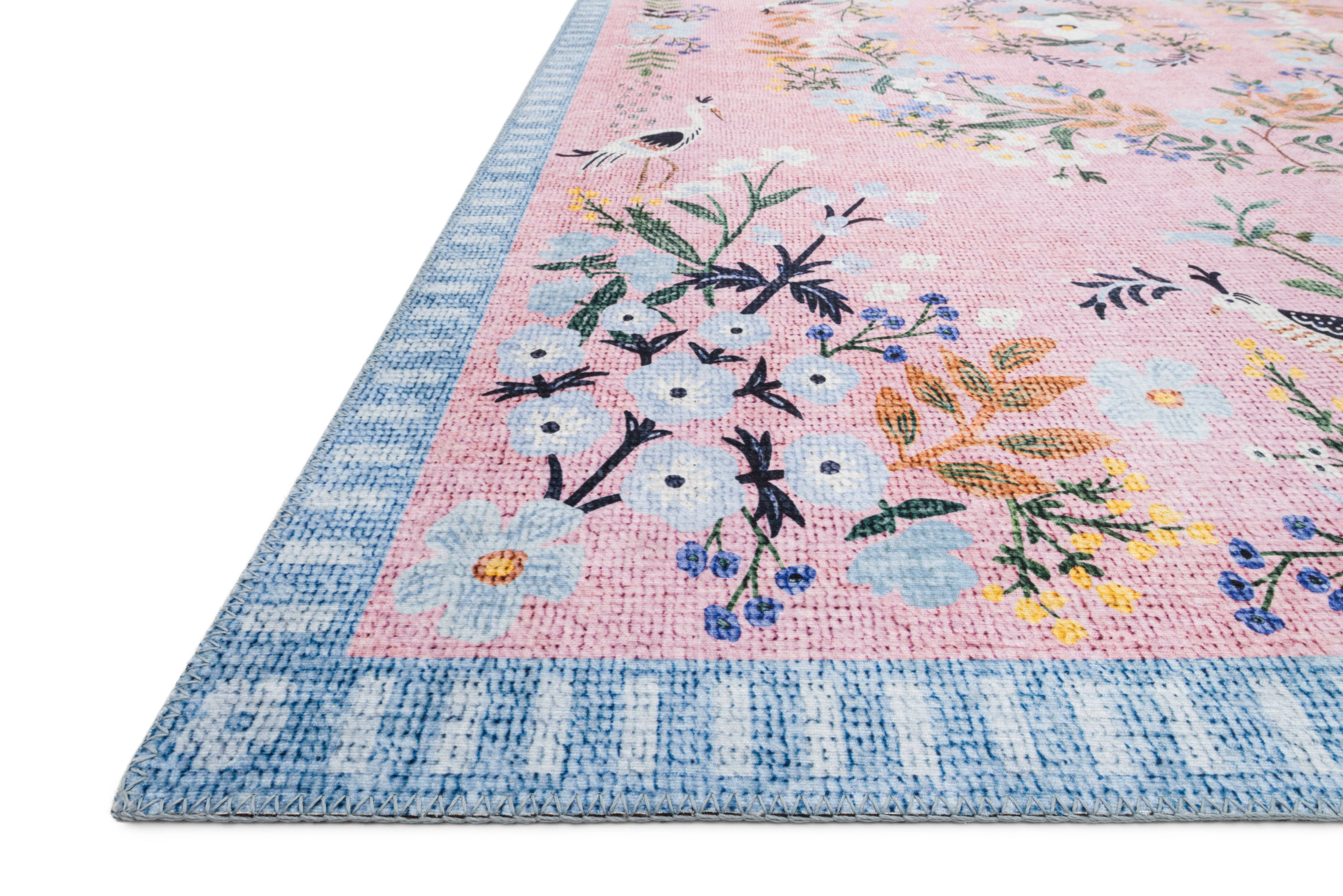Loloi Rifle Paper Palais PAL-03 Rug, Rose / Sky / 5' x 7'6