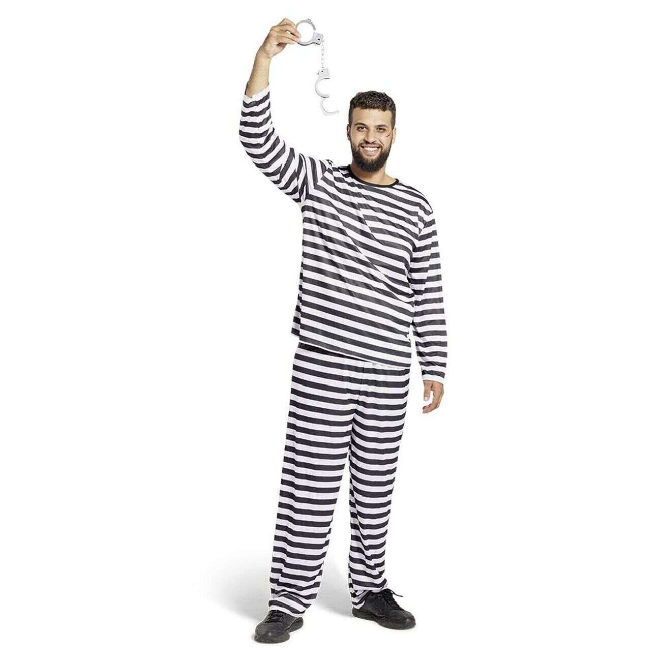 Déguisement prisonnier adulte rayé noir blanc - Taille S