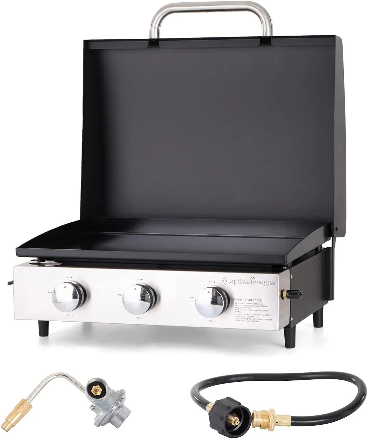 Burner Gas grill with side burner and enameled cast iron grille 42,000BTU outdoor cooking stainless steel propane grill Garden grill