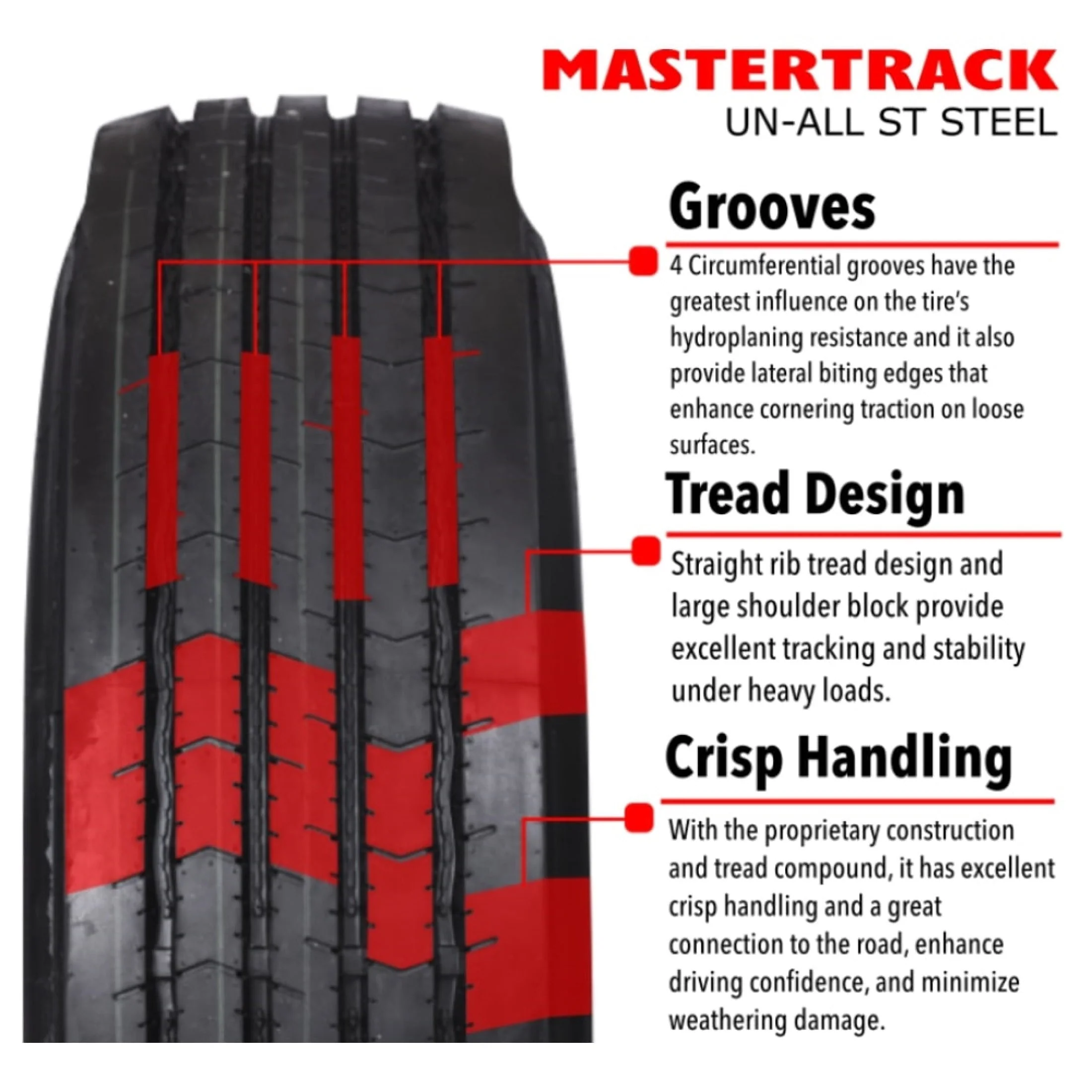 Mastertrack UN ALL STEEL ST235/80R16 14 Ply 129 L Load G Radial Trailer Tire - ST 235/80/16 235/80R16 (Tire Only)