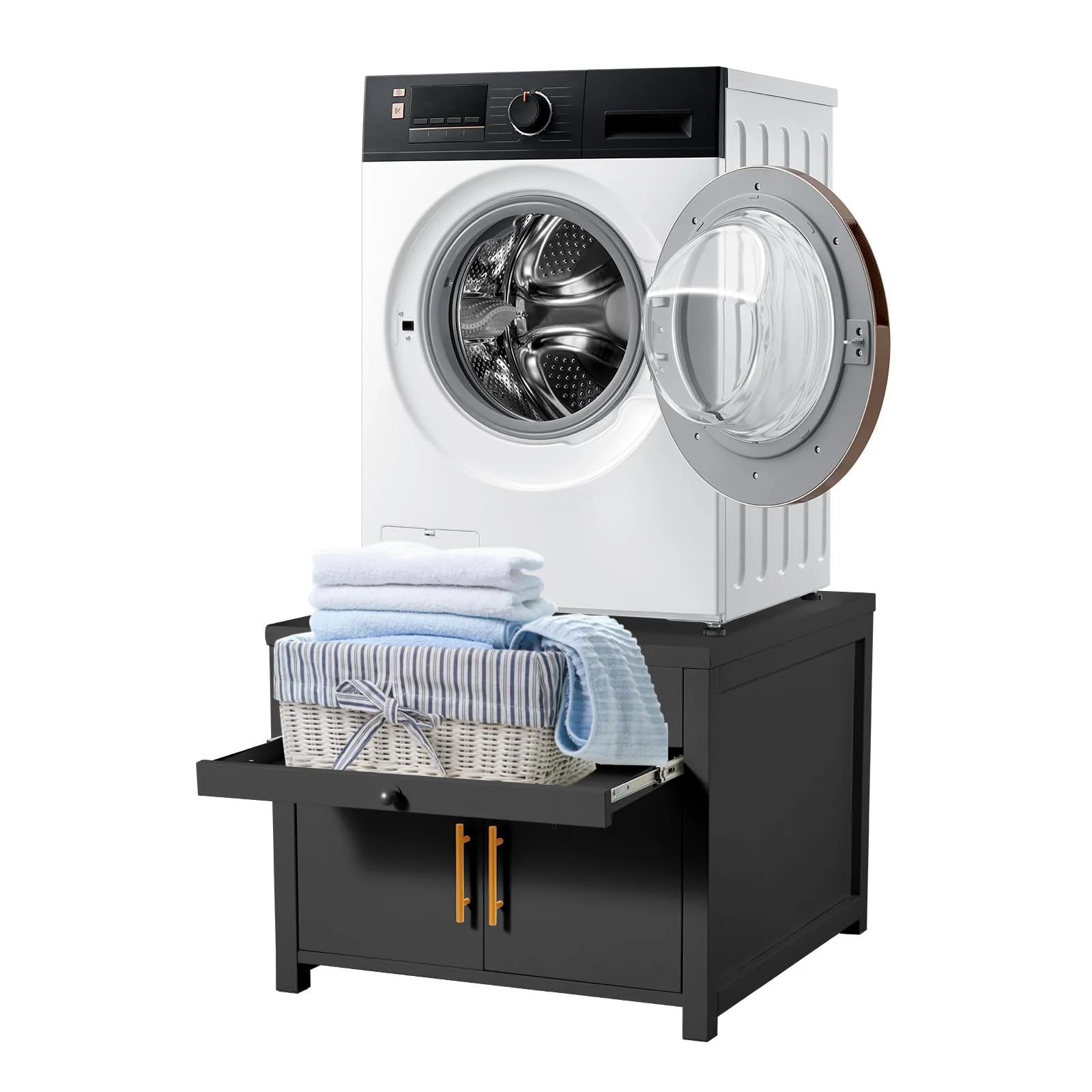 AECOJOY 2 Pack Laundry Pedestal, 700 LBS Capacity Washer Dryer Pedestal (Black)