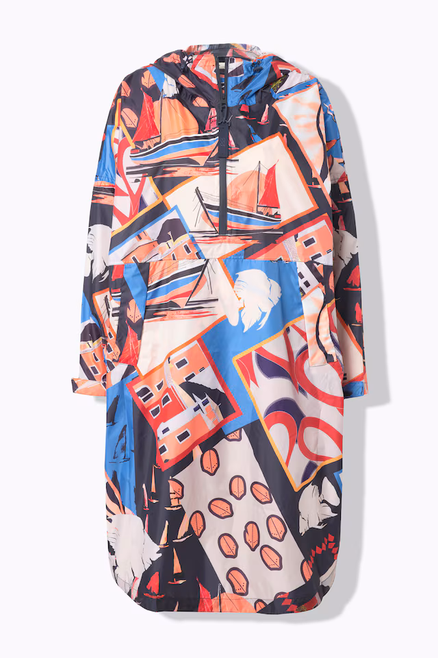 Printed Functional Unisex Hooded Rain Cape