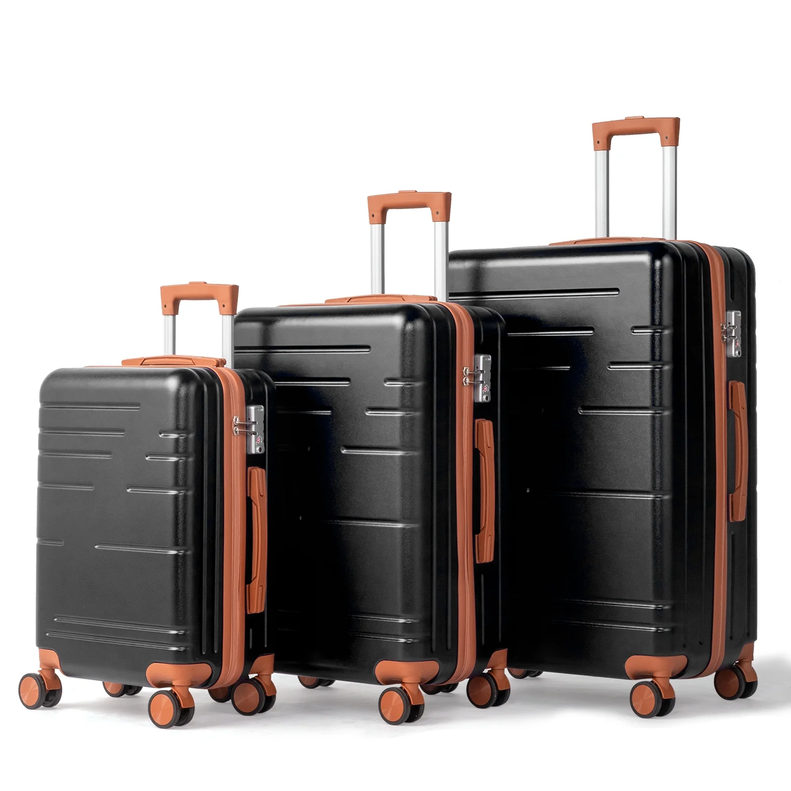Zimtown Luggage 3 Piece Set Suitcase ABS Hardside Lightweight with TSA Lock Spinner Wheels, Beige