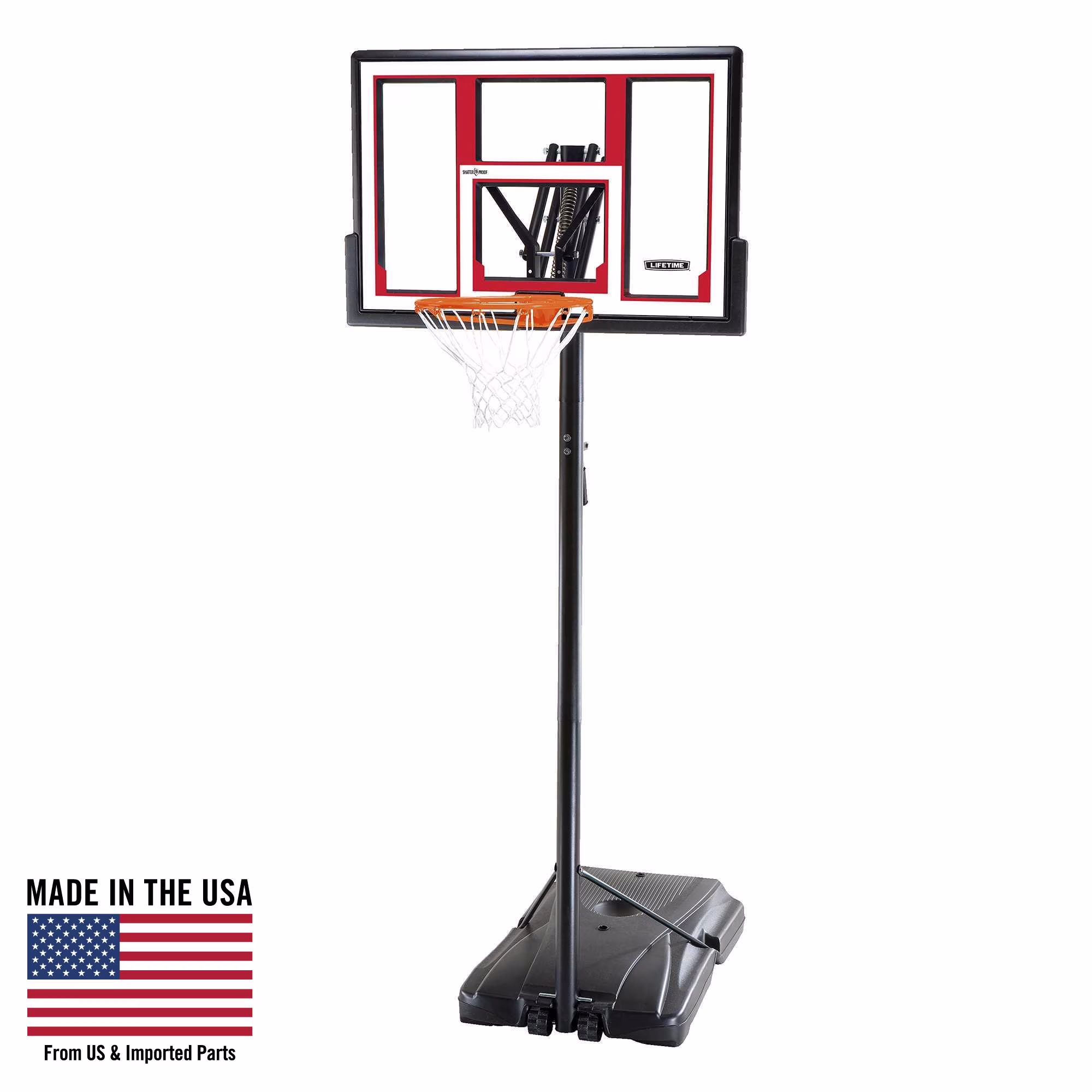 Lifetime 48 - Inch Shatterproof Portable Basketball Hoop with Strong Arm Adjustment & Slam - It Rim - Model 90491 - Outdoor Play