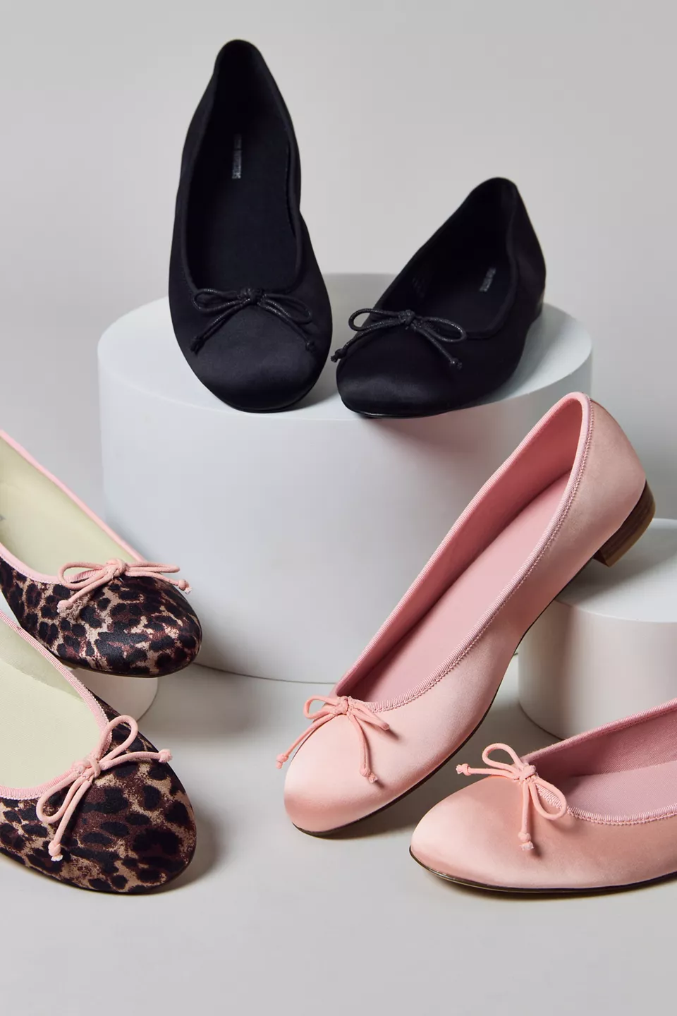 UO Lucy Satin Ballet Flats - Black