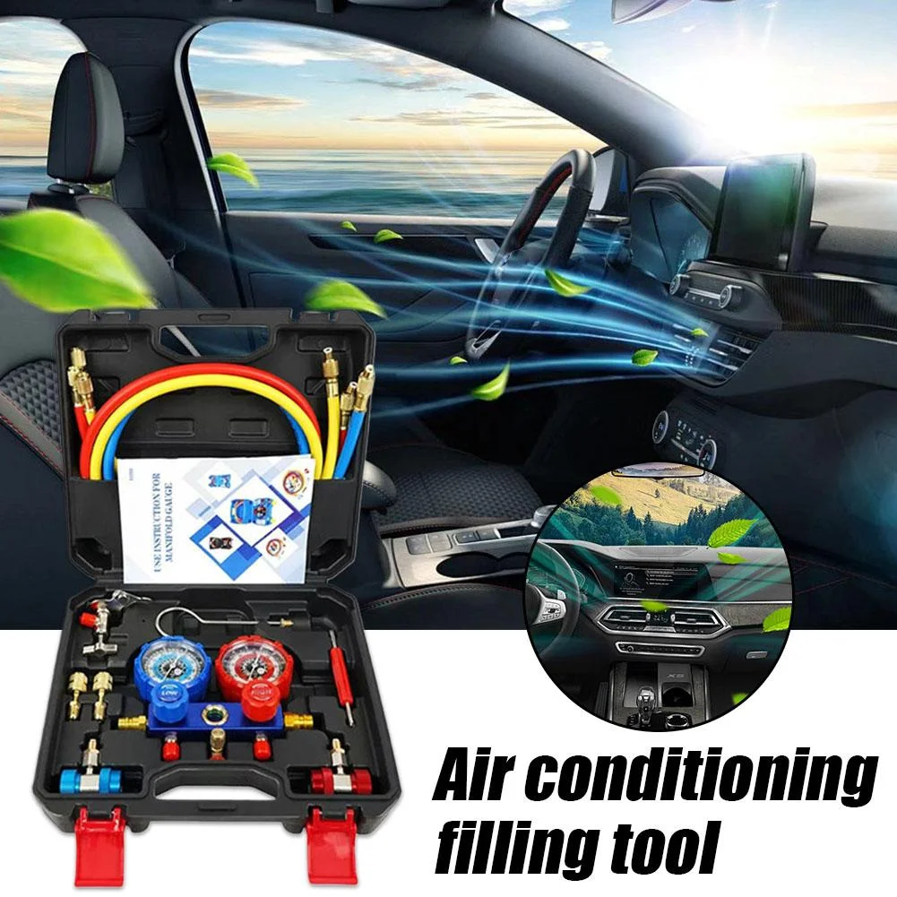 Car Conditioning Pressure Manifold Gauge Hose Kit R22 R-410A R-134a R-404A Tool Conditioner Refrigerant Filling - Image 7