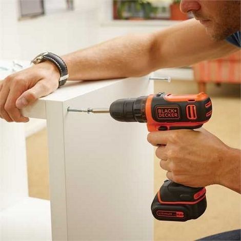 BLACK+DECKER Perceuse À Percussion Sans Fil 18 V - BDCHD18S1KA-QW - 1,5 Ah - 104 Accessoires - Boîte À Outils — vue 6