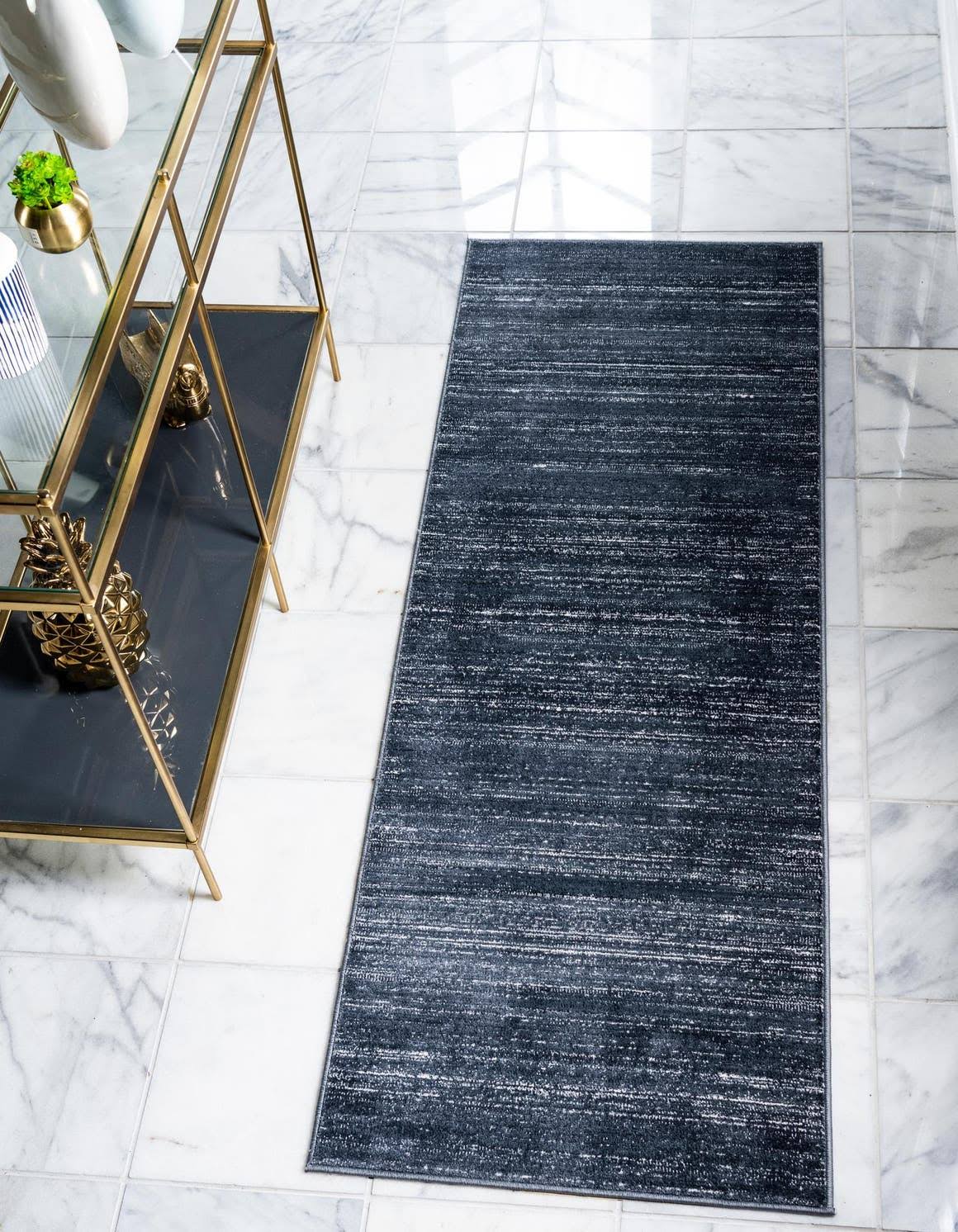 Unique Loom Uptown 14 ft Runner Navy Blue Area Rug