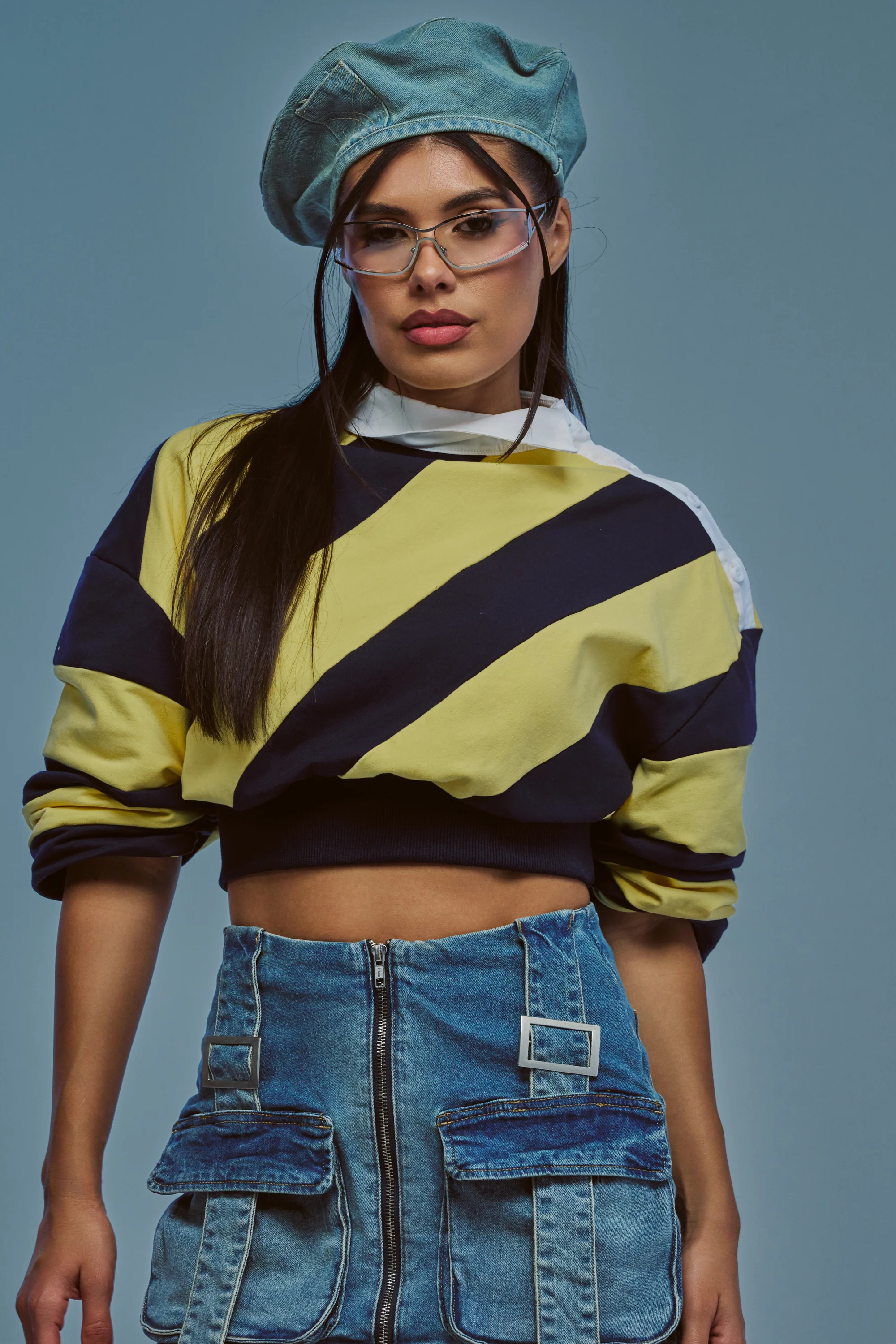 JULIANA STRIPE SWEATSHIRT IN YELLOW - Akira Store