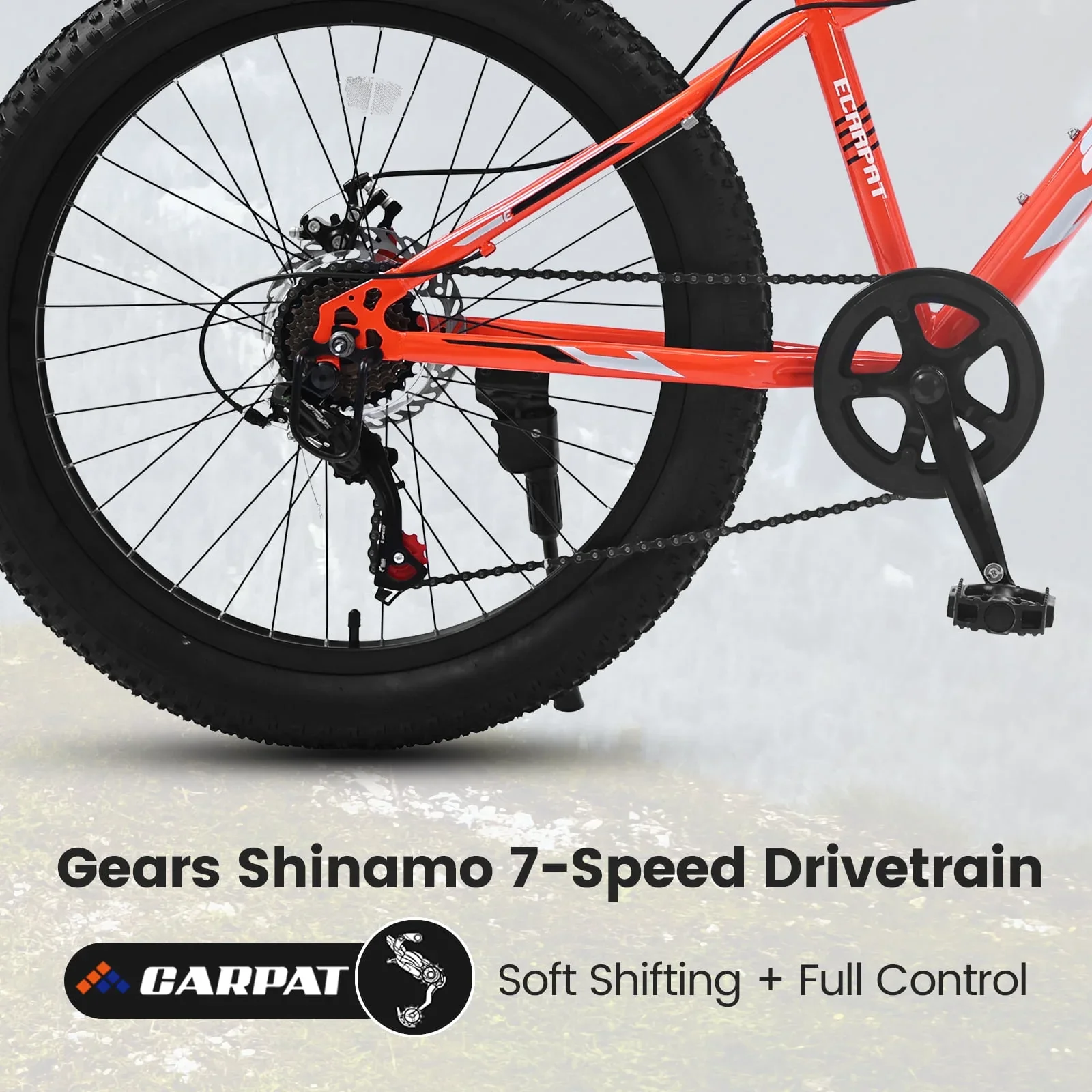 24-Inch Fat Tire Bike, Shimano 7-Speed Trail & Urban Mountain Bike with Disc Brakes – Gray