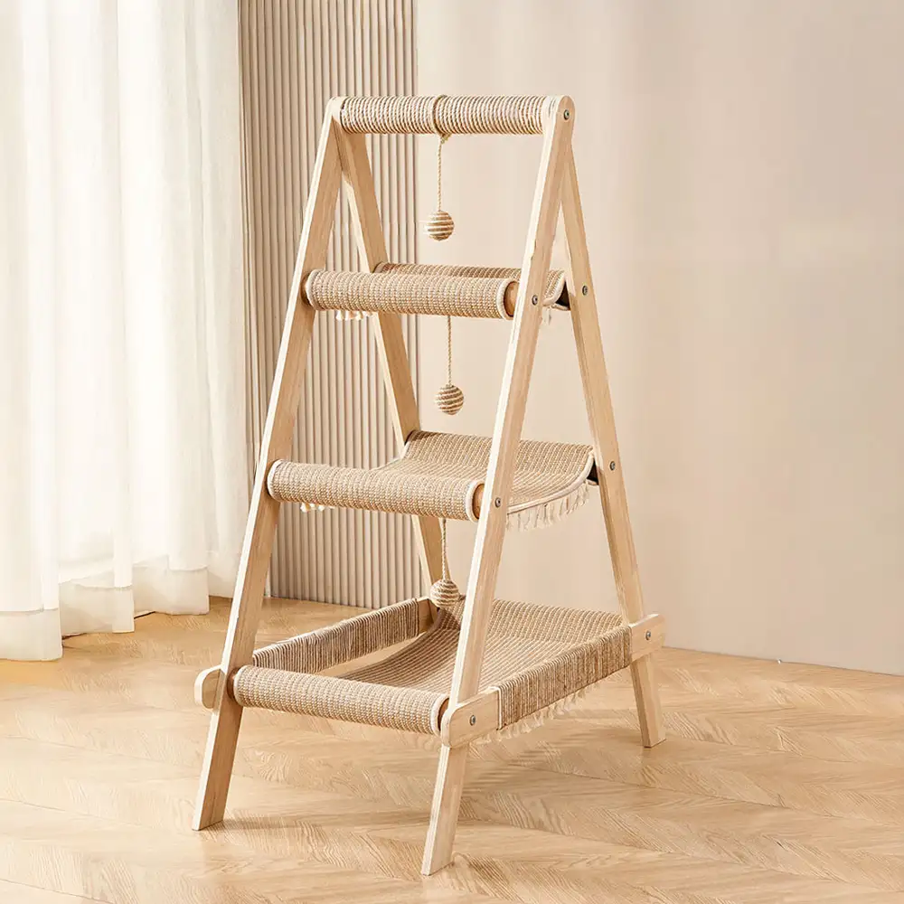Multi-Cat Family Hammock-Style Wooden Cat Tree - 3 in 1