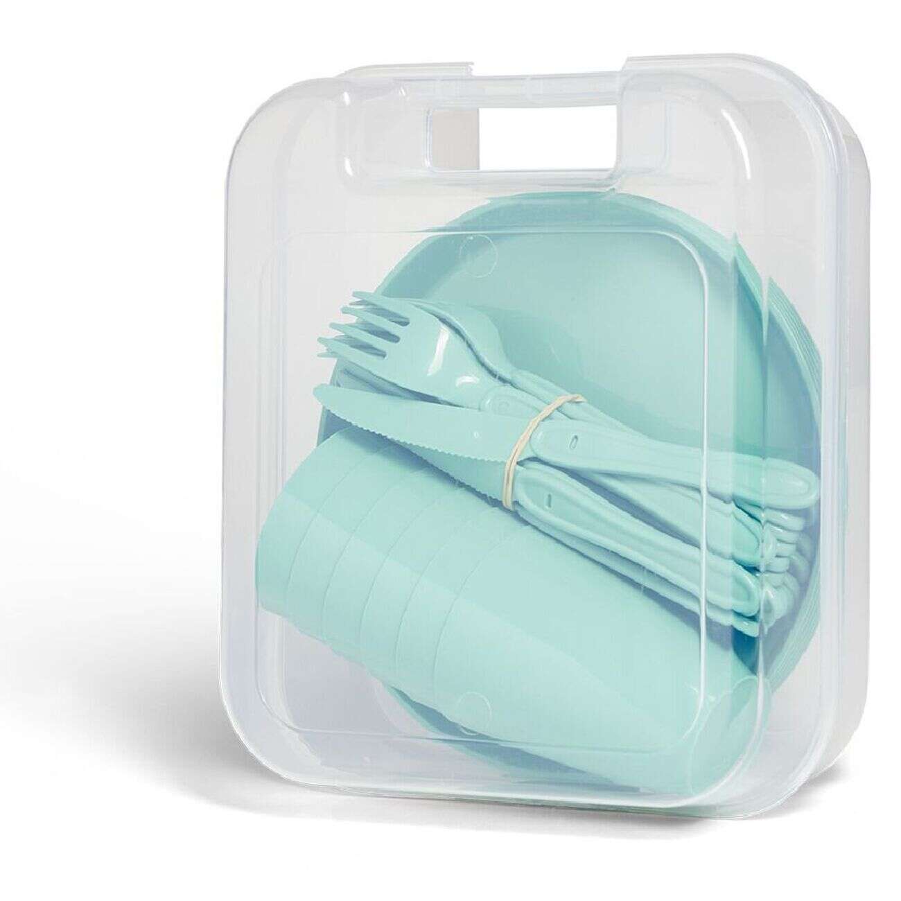 Service de pique-nique pour 6 personnes plastique bleu