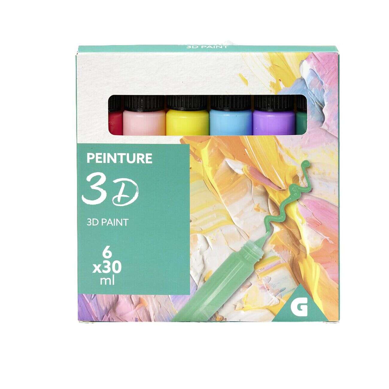 Lot de 6 tubes de peinture 3D acrylique 30ml