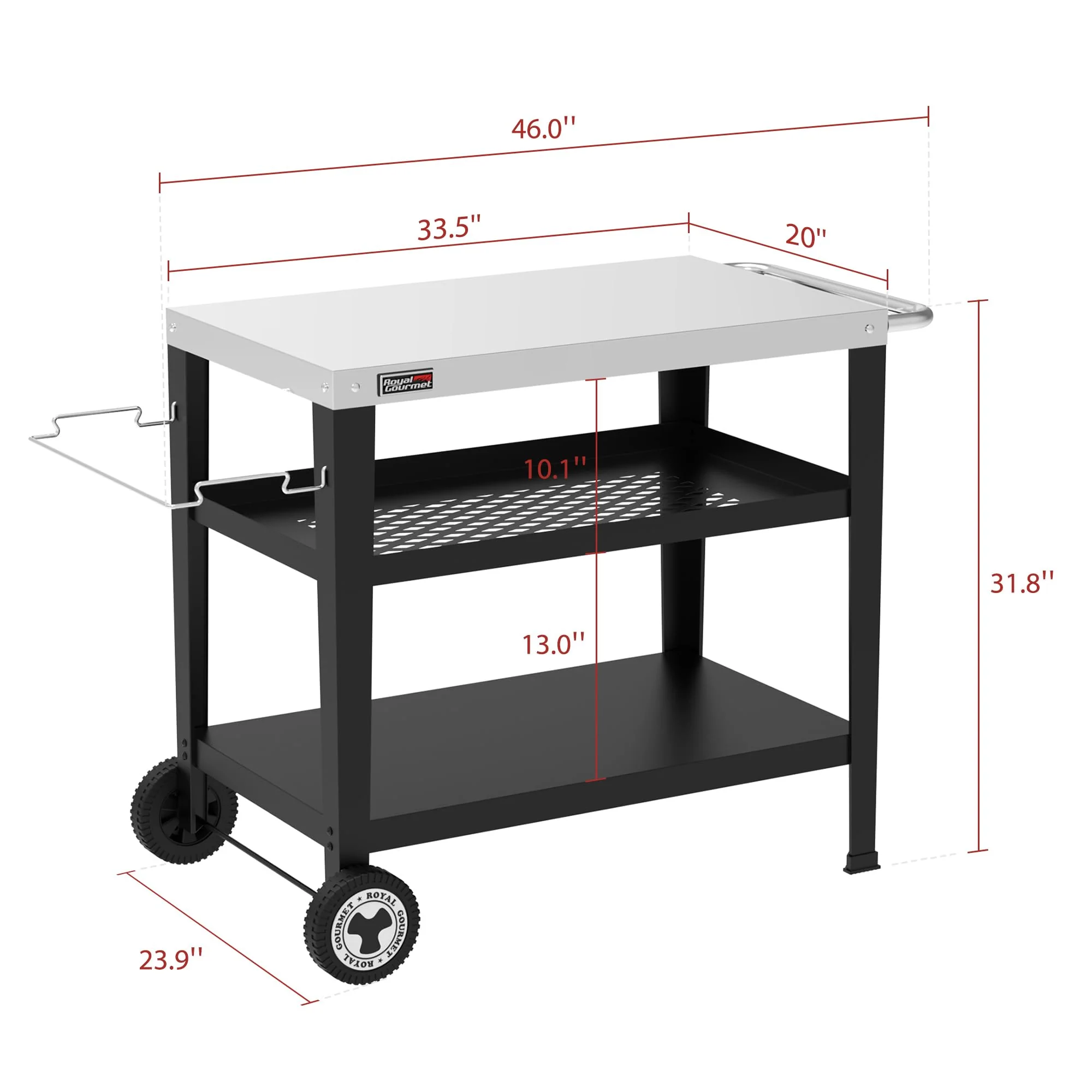 Royal Gourmet Rolling Dining Table with Trash Bag Holder