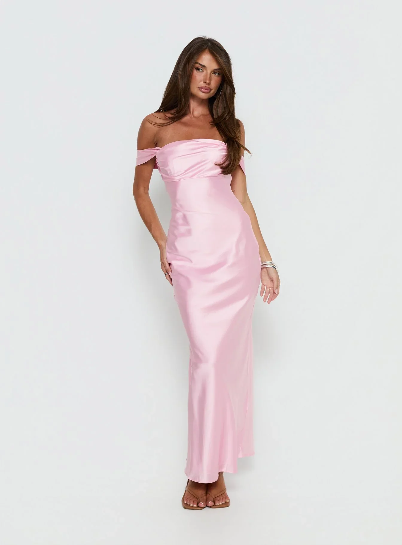 Azura Off The Shoulder Maxi Dress Pink