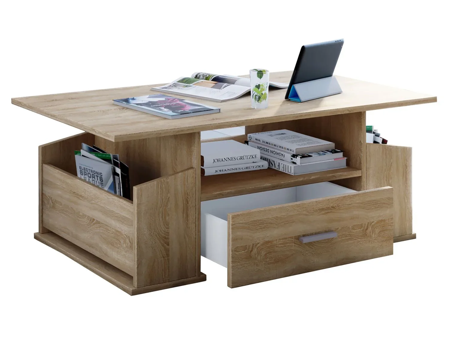 VCM Table basse Junata, avec tiroir, 44 x 110 x 52 cm
